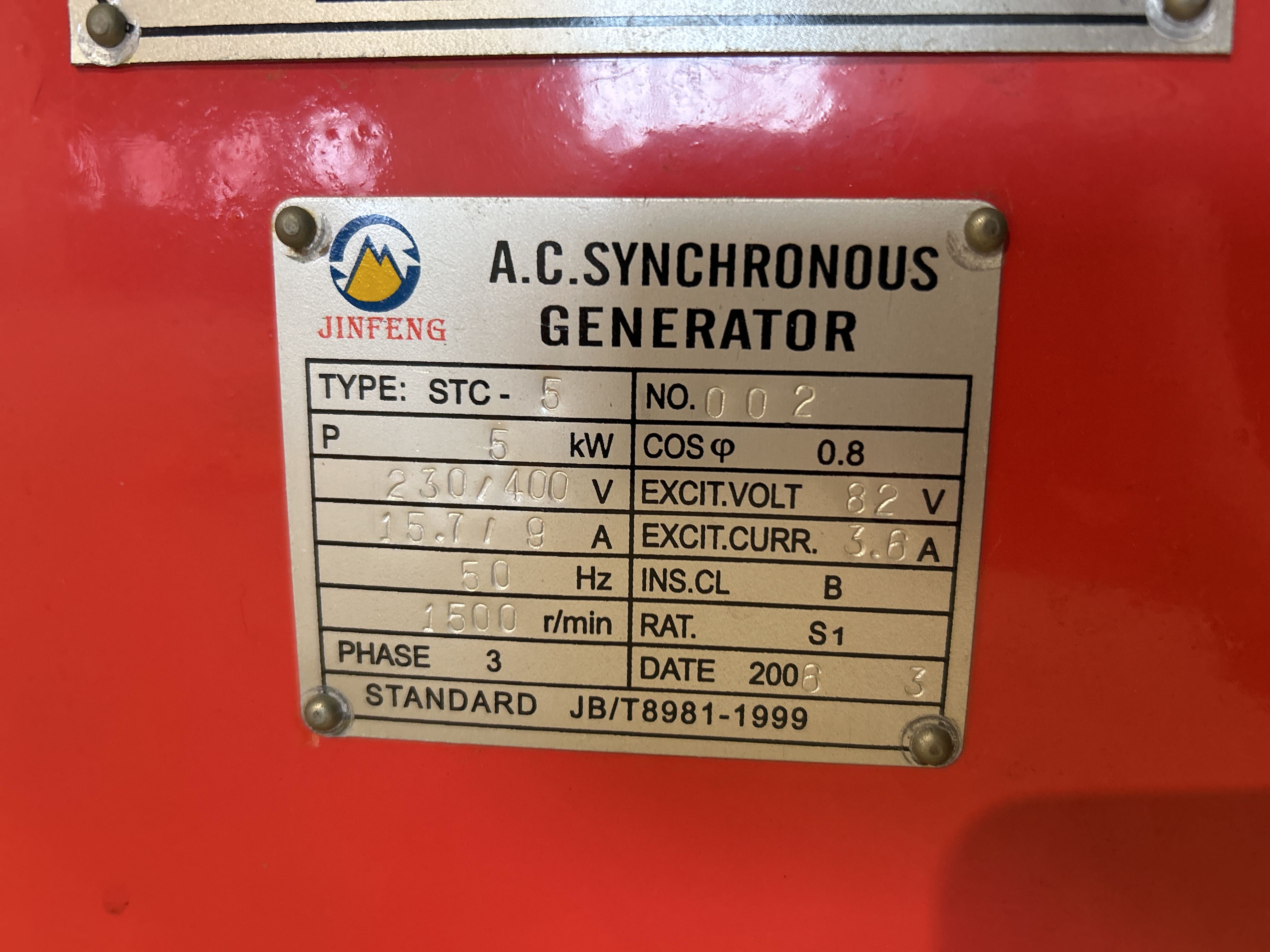 Diesel generator Jinfeng GF3-5 -2006 - PS Auction - We value the