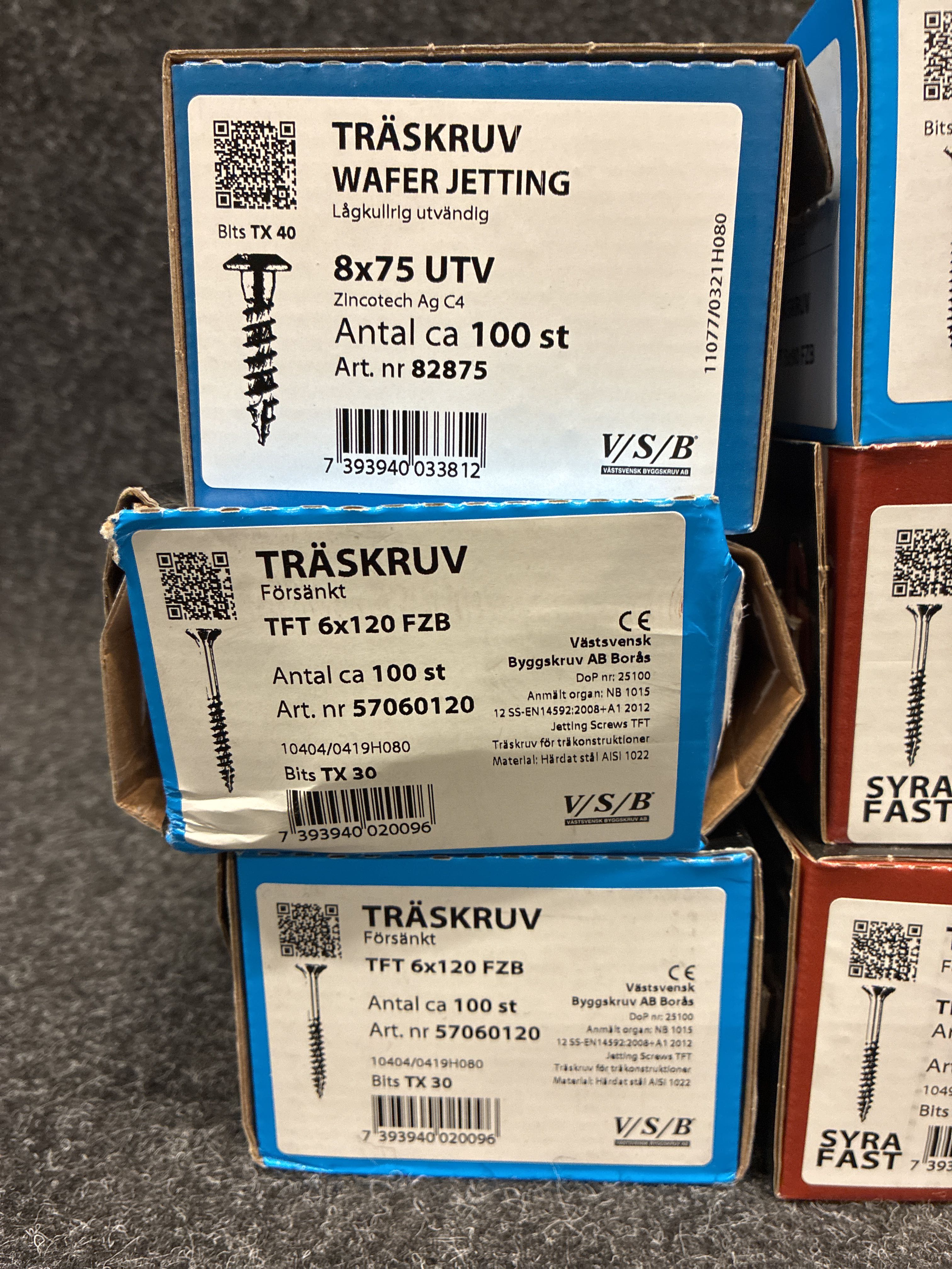 11 st Förpackningar Träskruv, VSB - Auktioner online - Nätauktioner ...