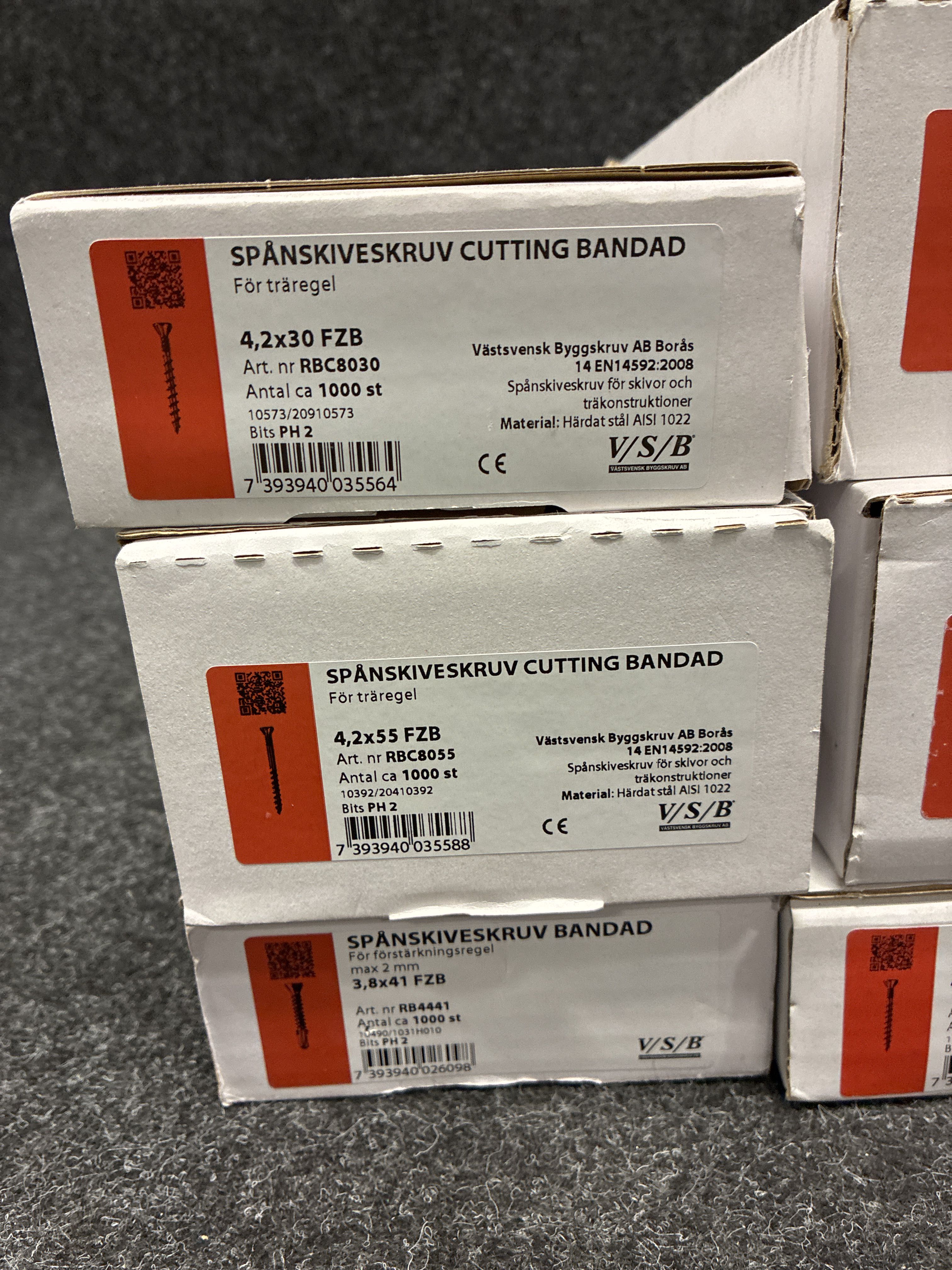 6 st Förpackningar bandad spånskiveskruv, VSB - Auktioner online ...