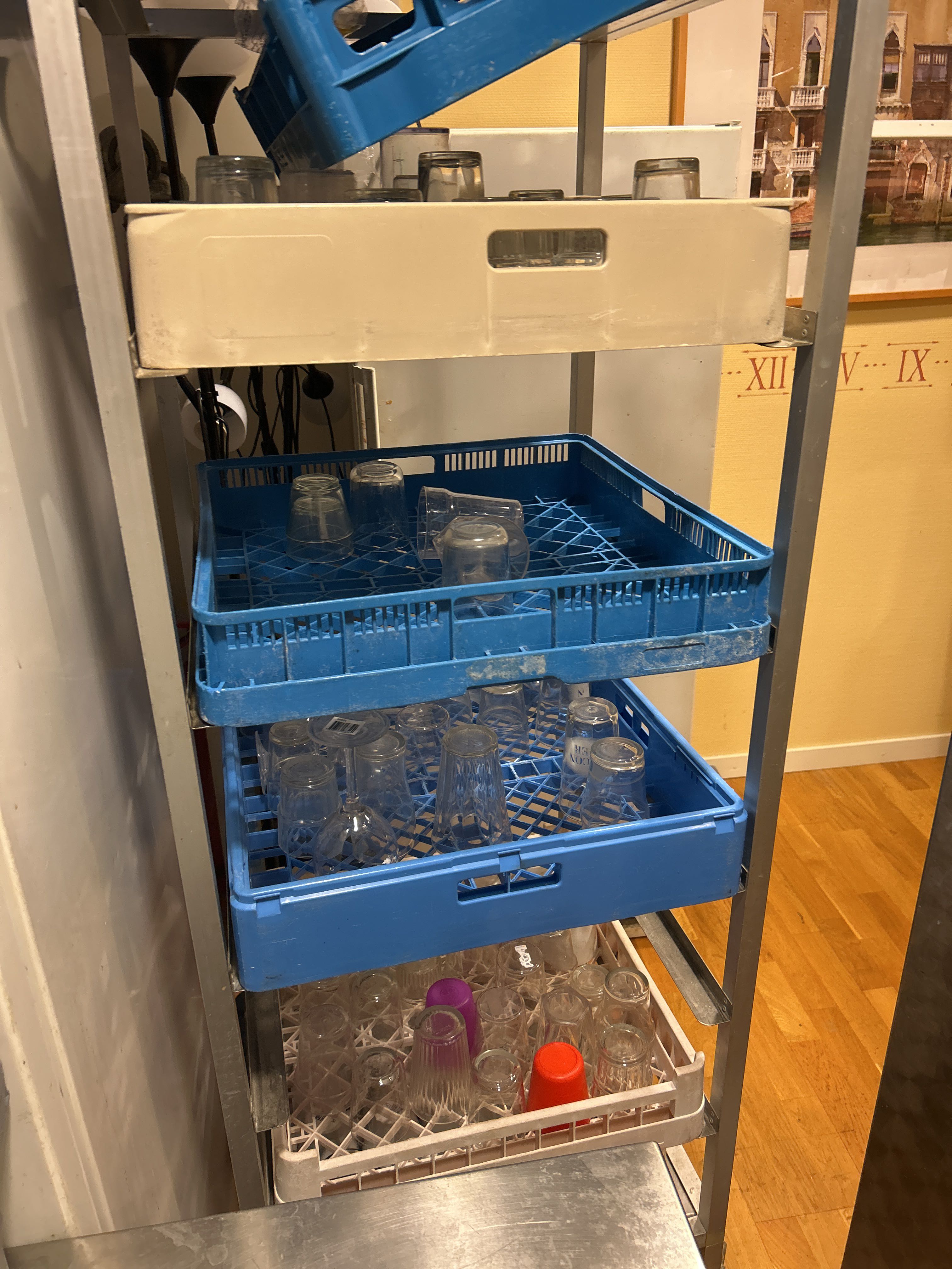 Warming cabinet, plate warmer, dish racks with china and glass trolley ...