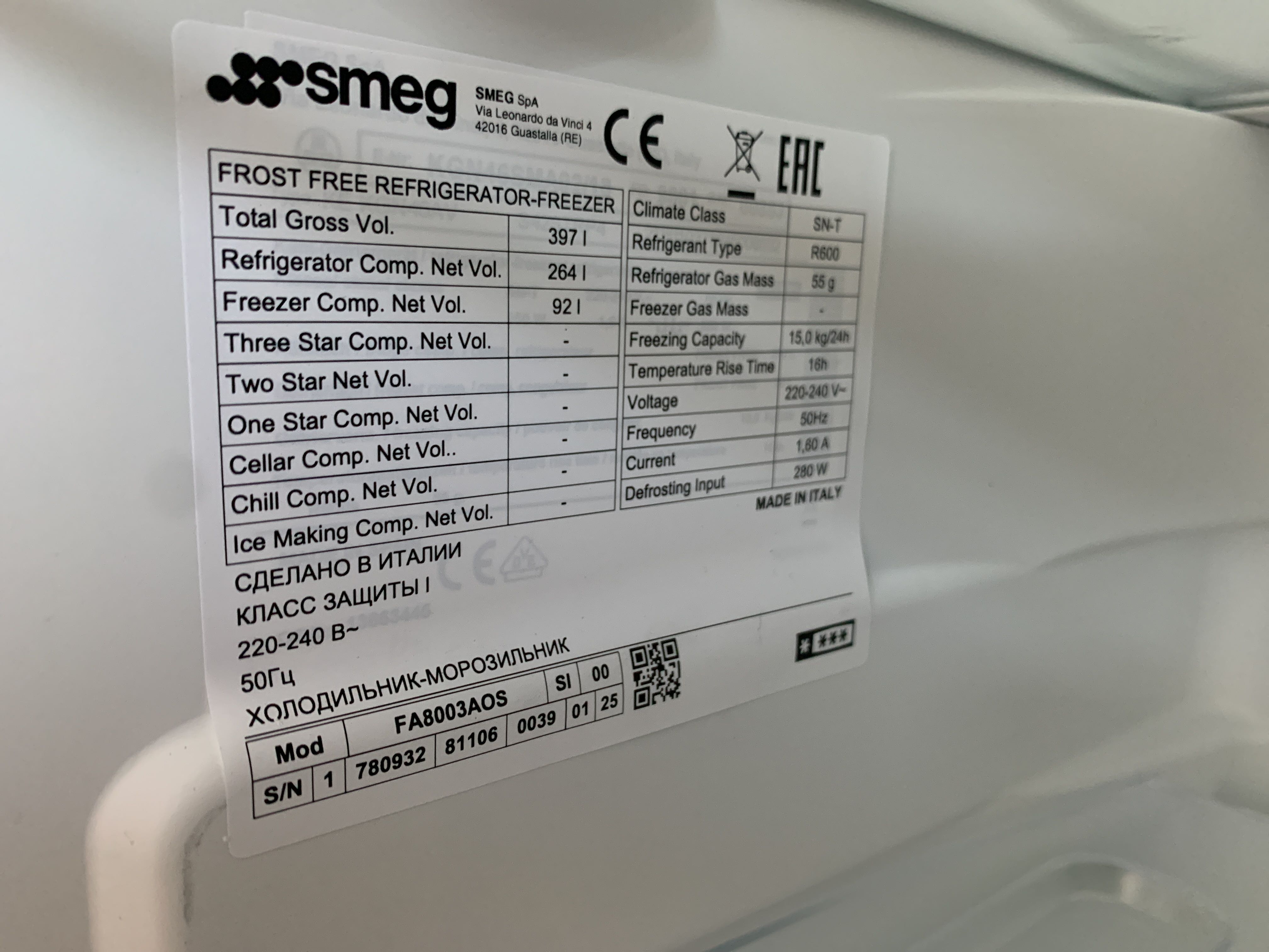 Fridge & Freezer Smeg FAB 8003AOS transport damage PS Auction We