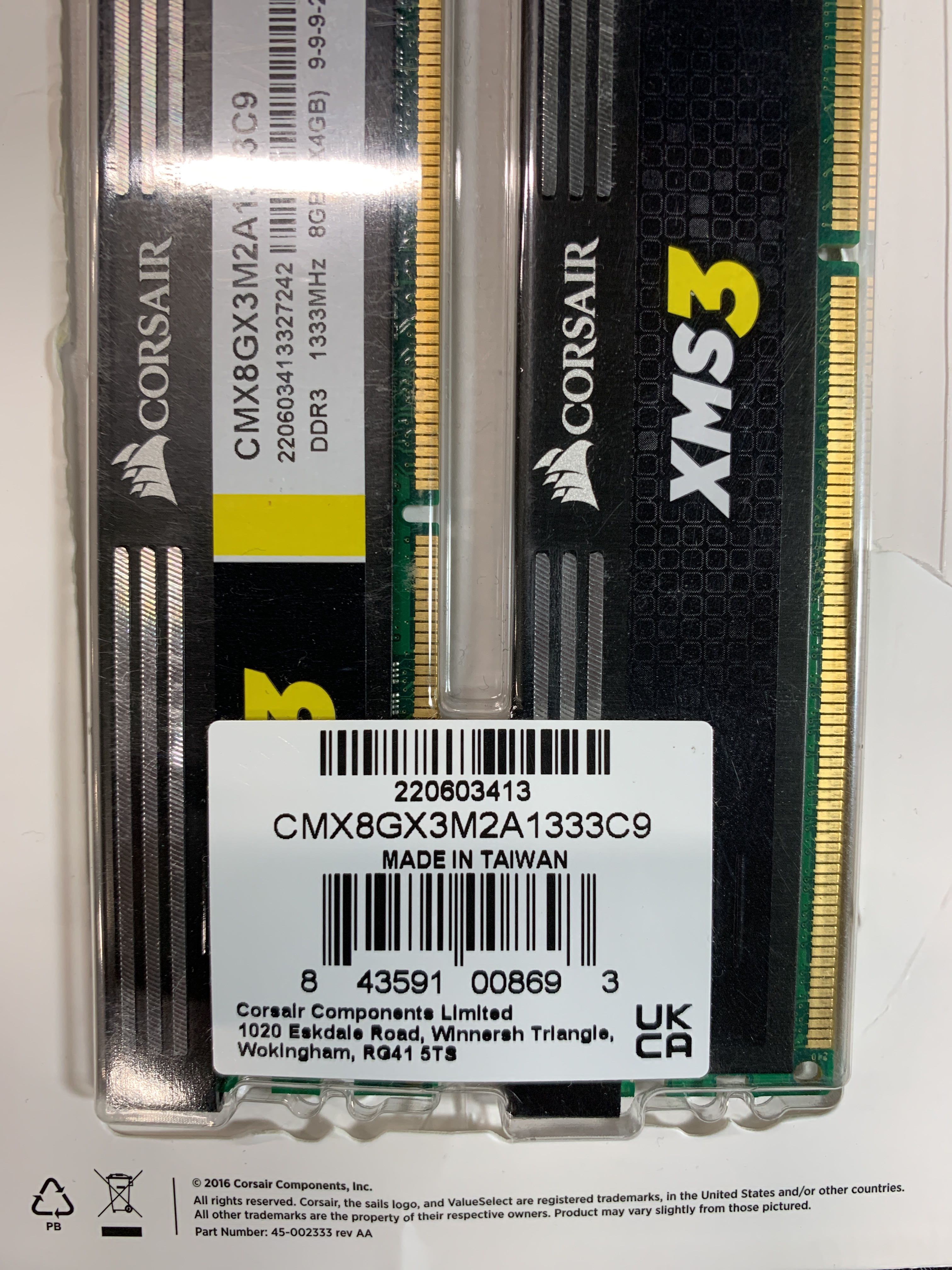 RAM Corsair XMS3 DDR3 1333MHz 8GB PS Auction We value the future