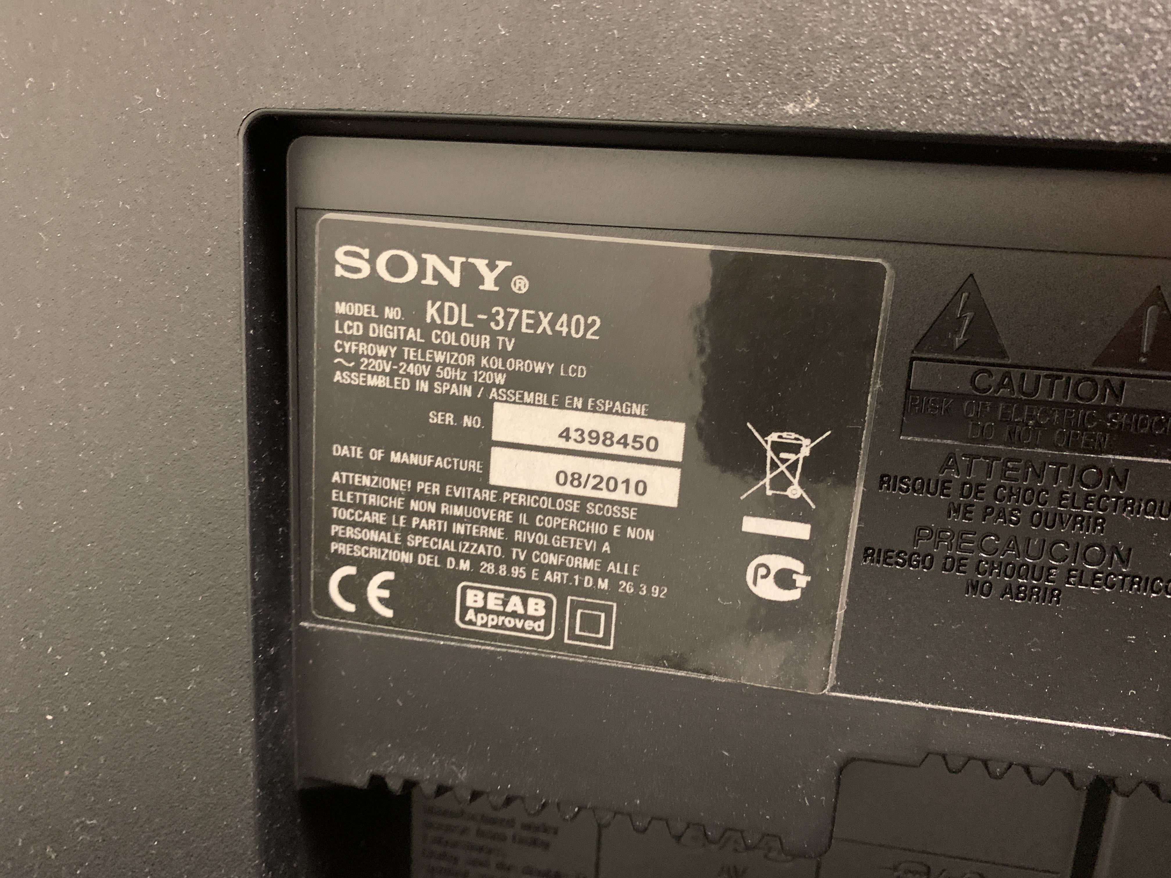 Télécommande Neuve Pour Téléviseurs Sony KDL-37EX401E / KDL37EX402