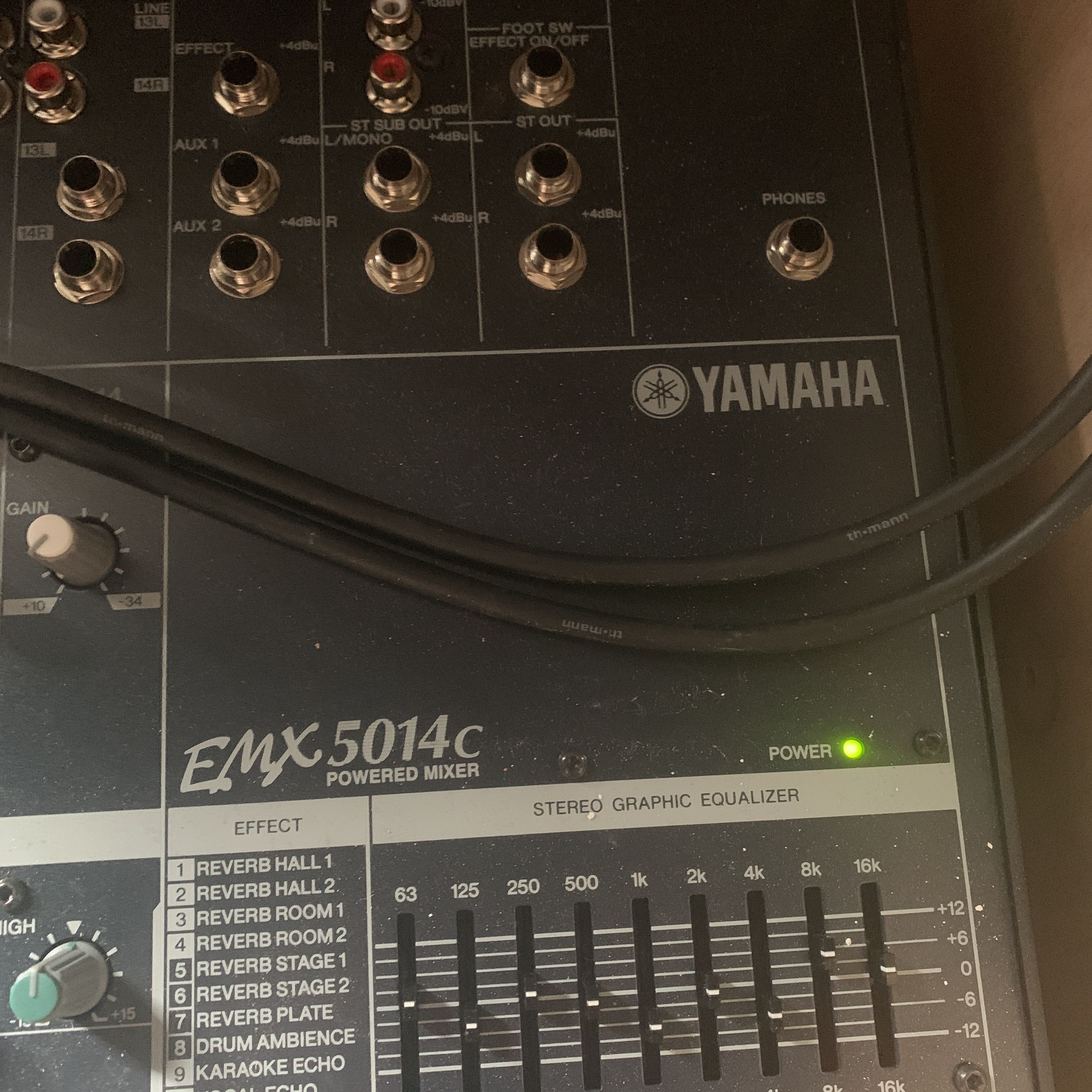 Stage speakers 2pc Dynacord LM 10-2 and mixer table Yamaha EMX