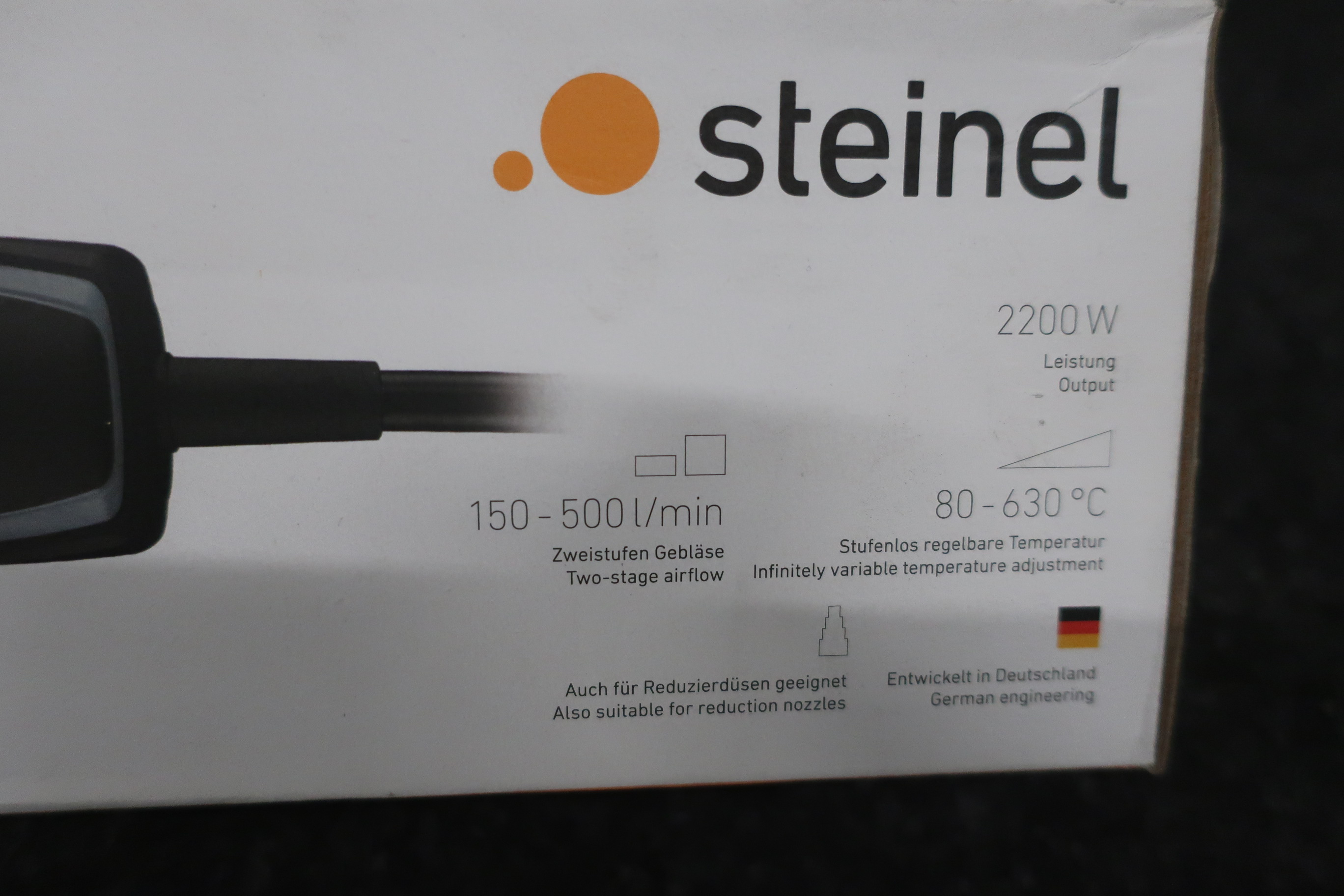 Steinel Hg 2220 E Heteluchtpistool, professioneel heteluchtgereedschap, 2200 W, 80-630 °C, 150-500 l/min, fijnstoffilter, 3 m kabel Steinel Hg 2220 E Heteluchtpistool, professioneel heteluchtgereedschap, 2200 W, 80-630 °C, 150-500 l/min, fijnstoffilter, 3 m kabel