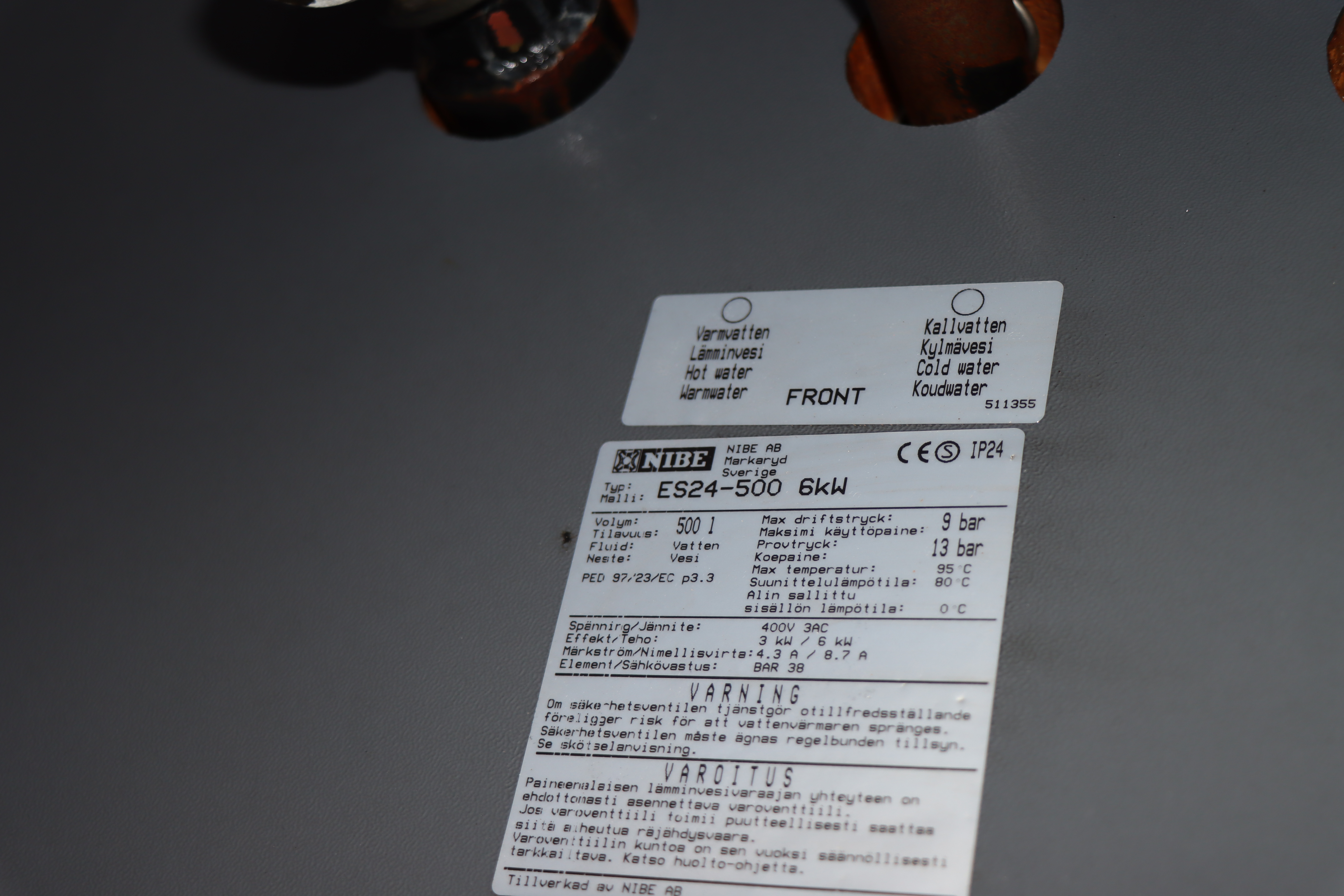 Water heater NIBE ES24 500l - PS Auction - We value the future