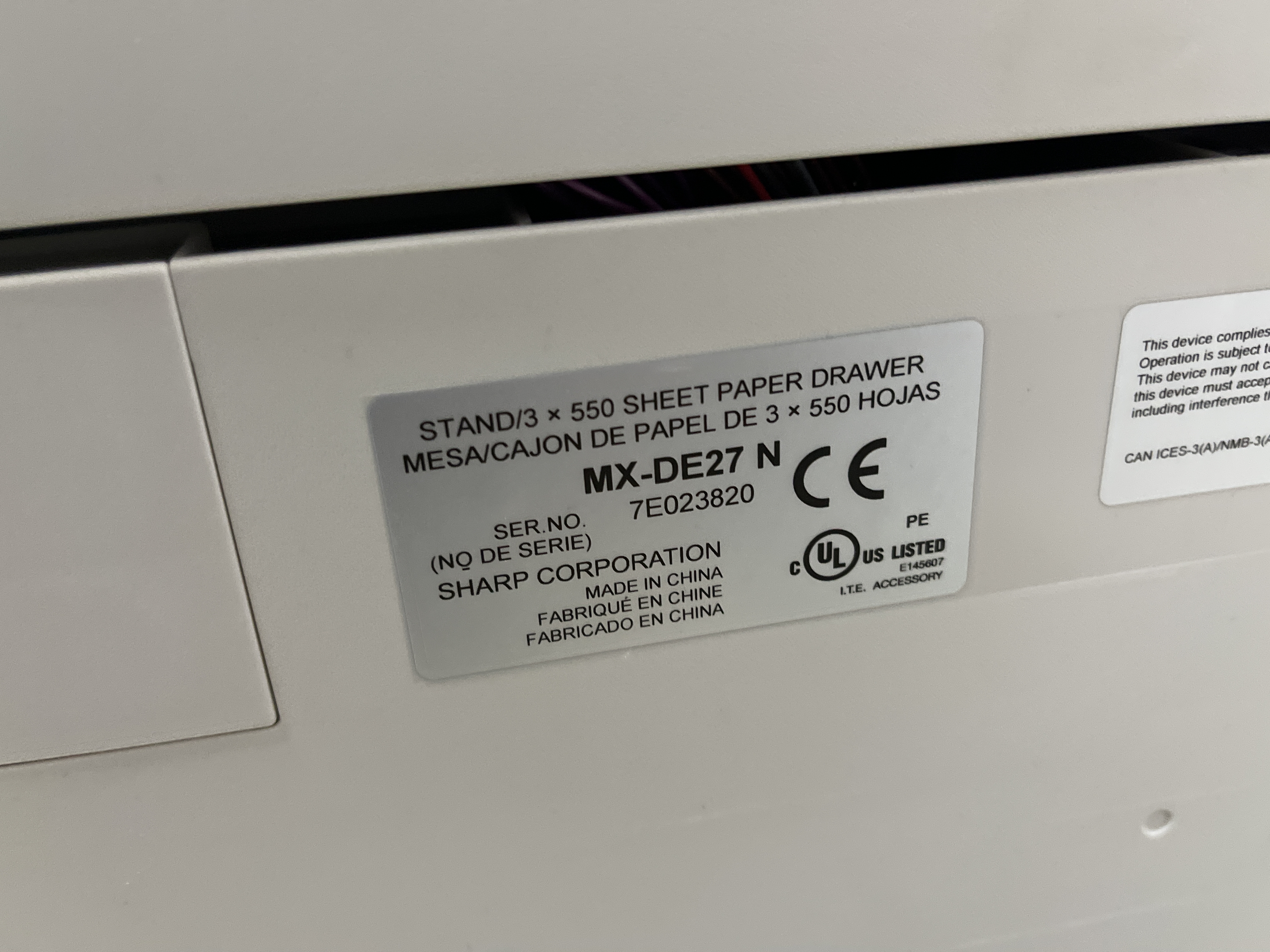 Multifunction printer Sharp MX-4070V with paper box MX-DE27N - PS