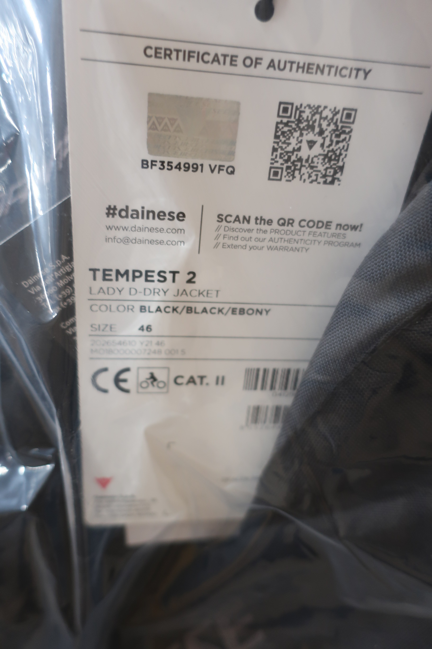 MC jacka Dainese Tempest 2 d dry jacket s.46 (dam MC jacka Dainese Tempest 2 d dry jacket s.46 (dam