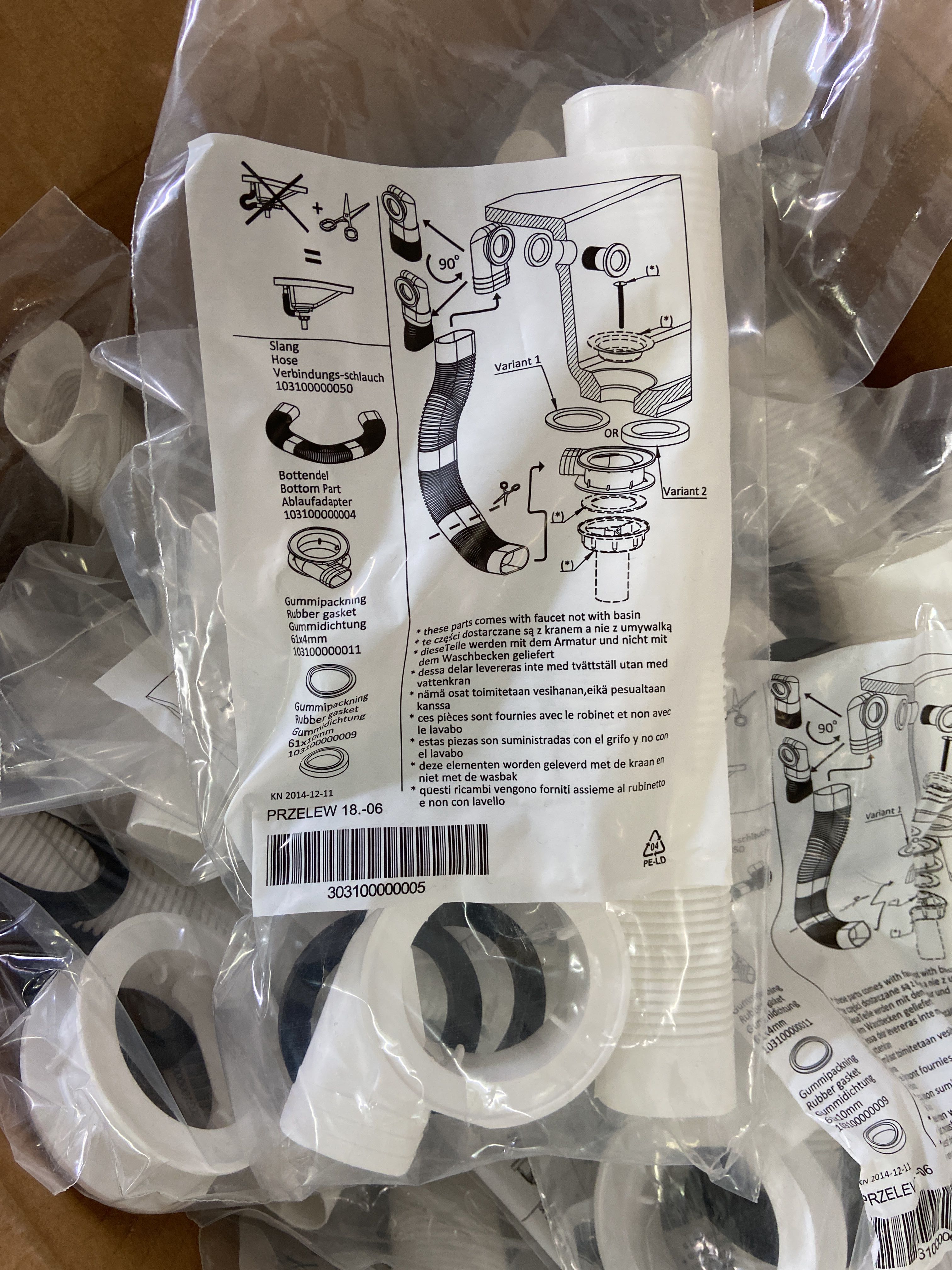 Hose gaskets for sinks, about 50 pieces PS Auction We value the