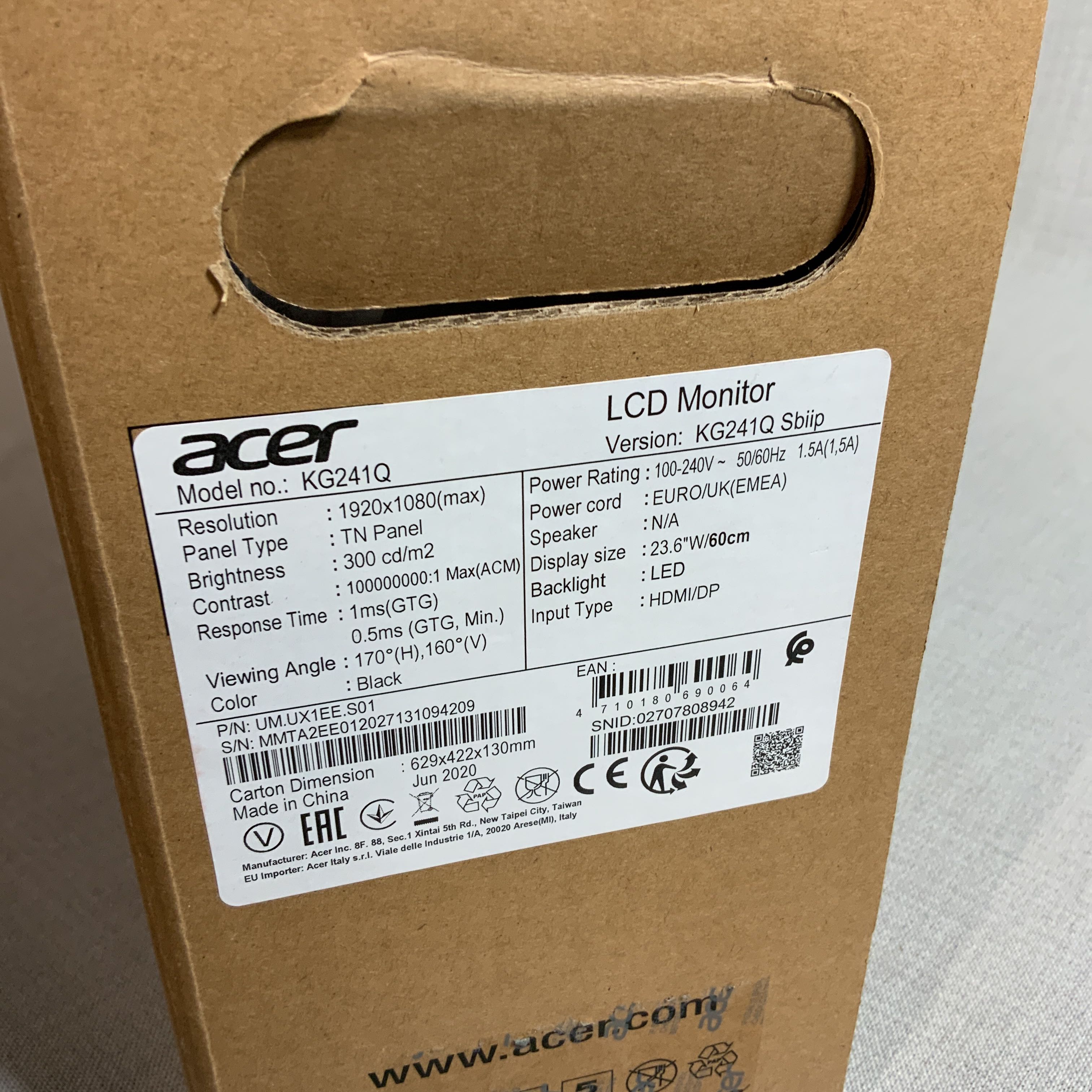 Gaming Screen Acer 24 Kg241qsbiip 1080p 165hz Freesync Ps Auction We Value The Future Largest In Net Auctions