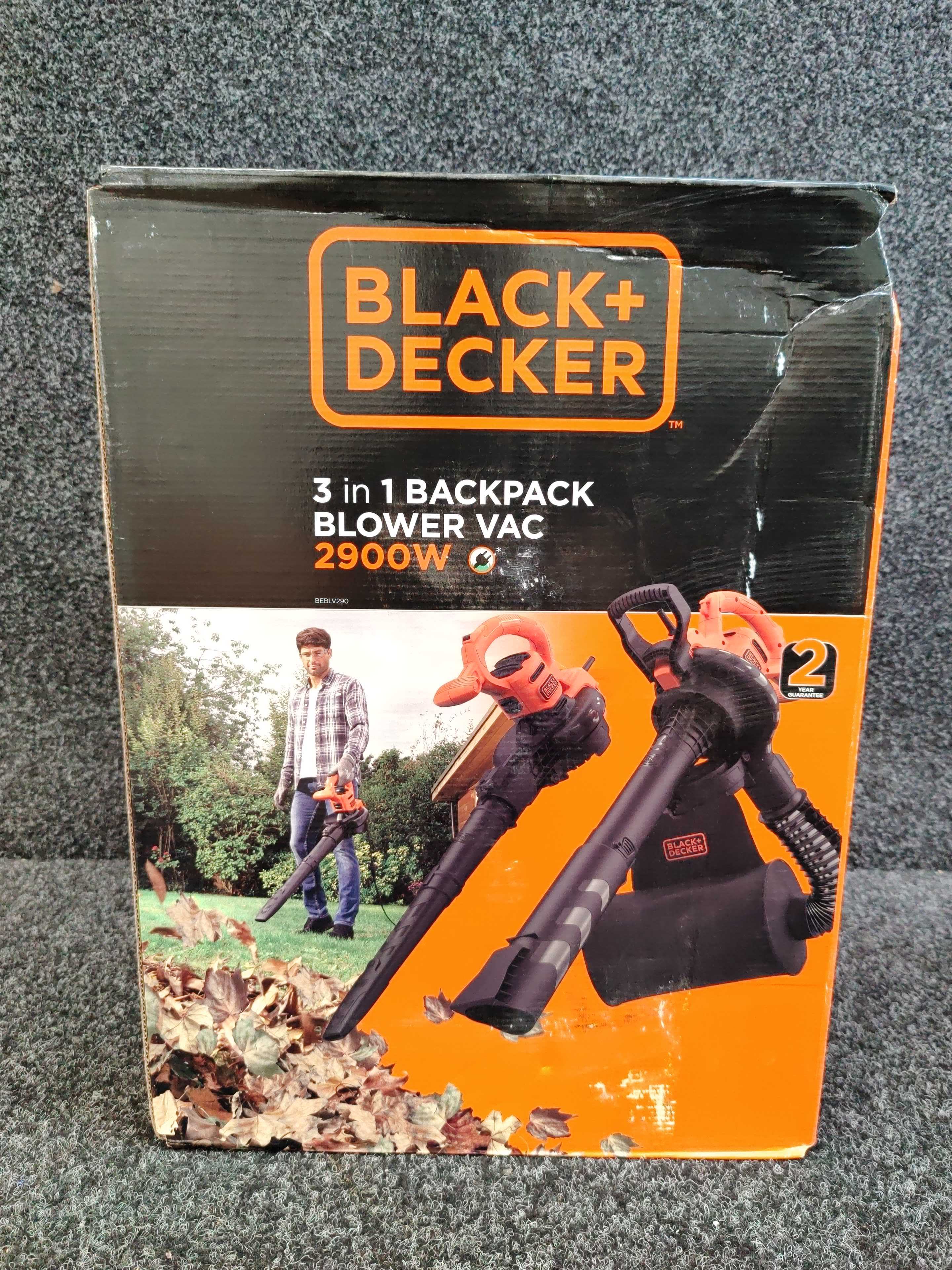 BLACK+DECKER Soffiatore/Aspiratore/Trituratore 2900W - Zaino 55L, Velocità 390 Km/h, Per Giardino