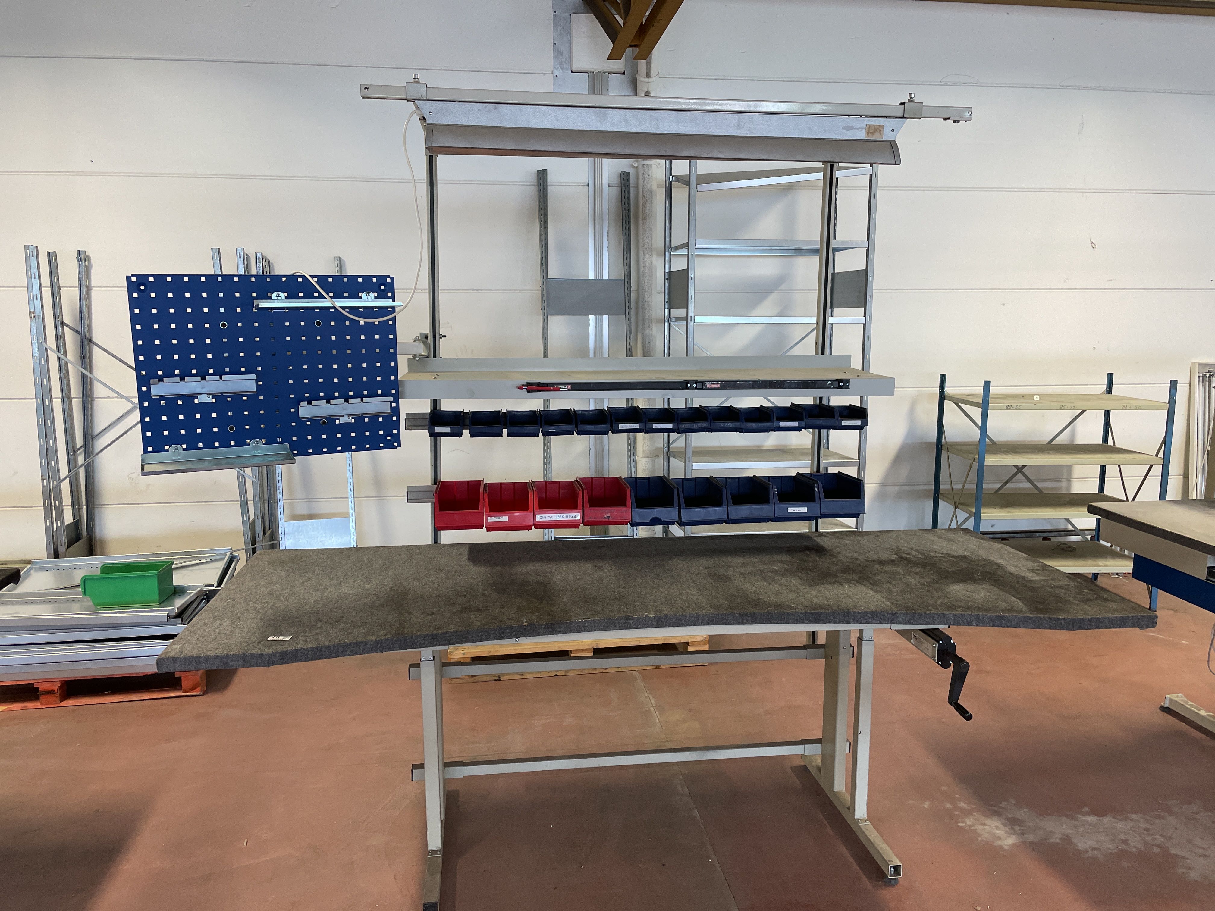 Felt-covered desk with assortment boxes on racks - PS Auction - We ...