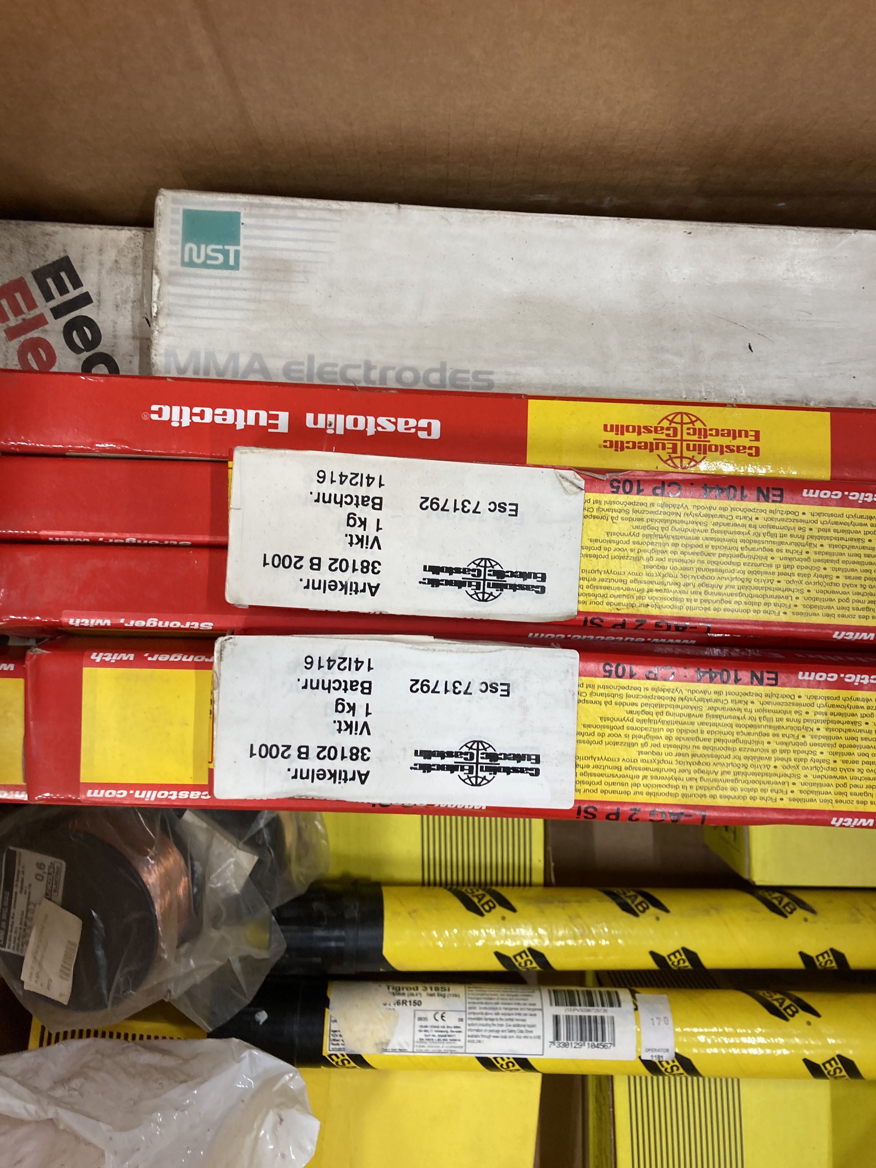 Assortment of welding wire and electrodes ESAB, NST etc PS Auction