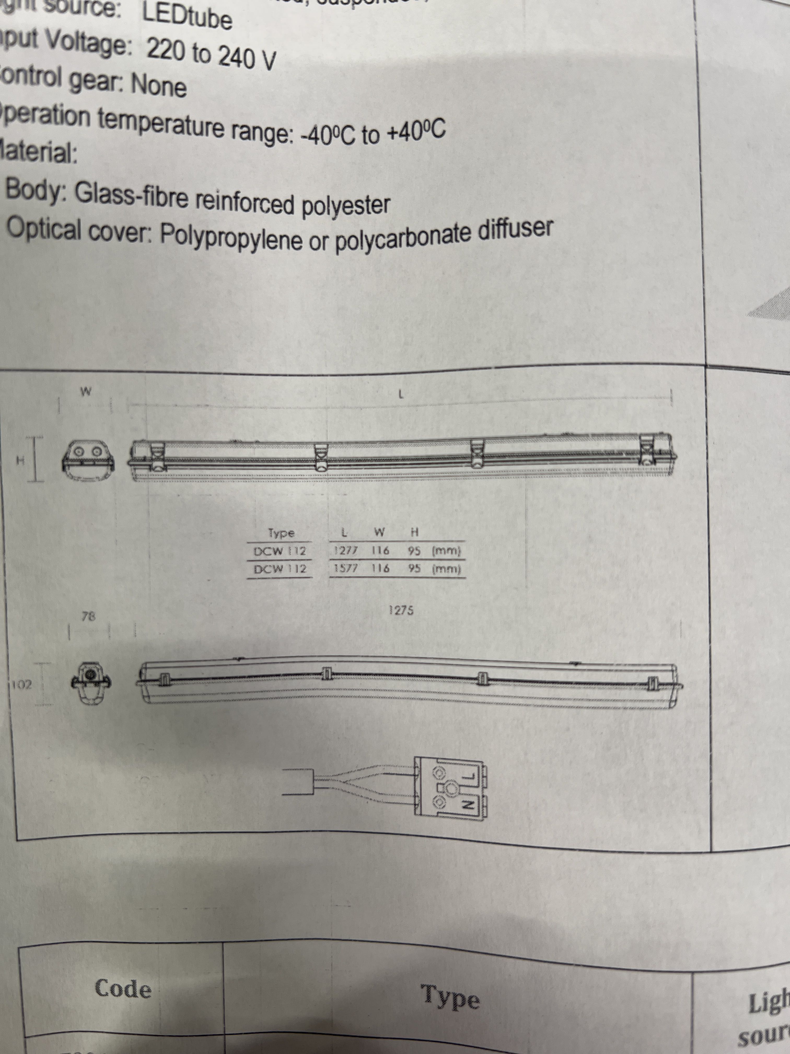 Industrial luminaire Takton DCW110 LED Tube 1x1200 Ec K IP65 - PS ...