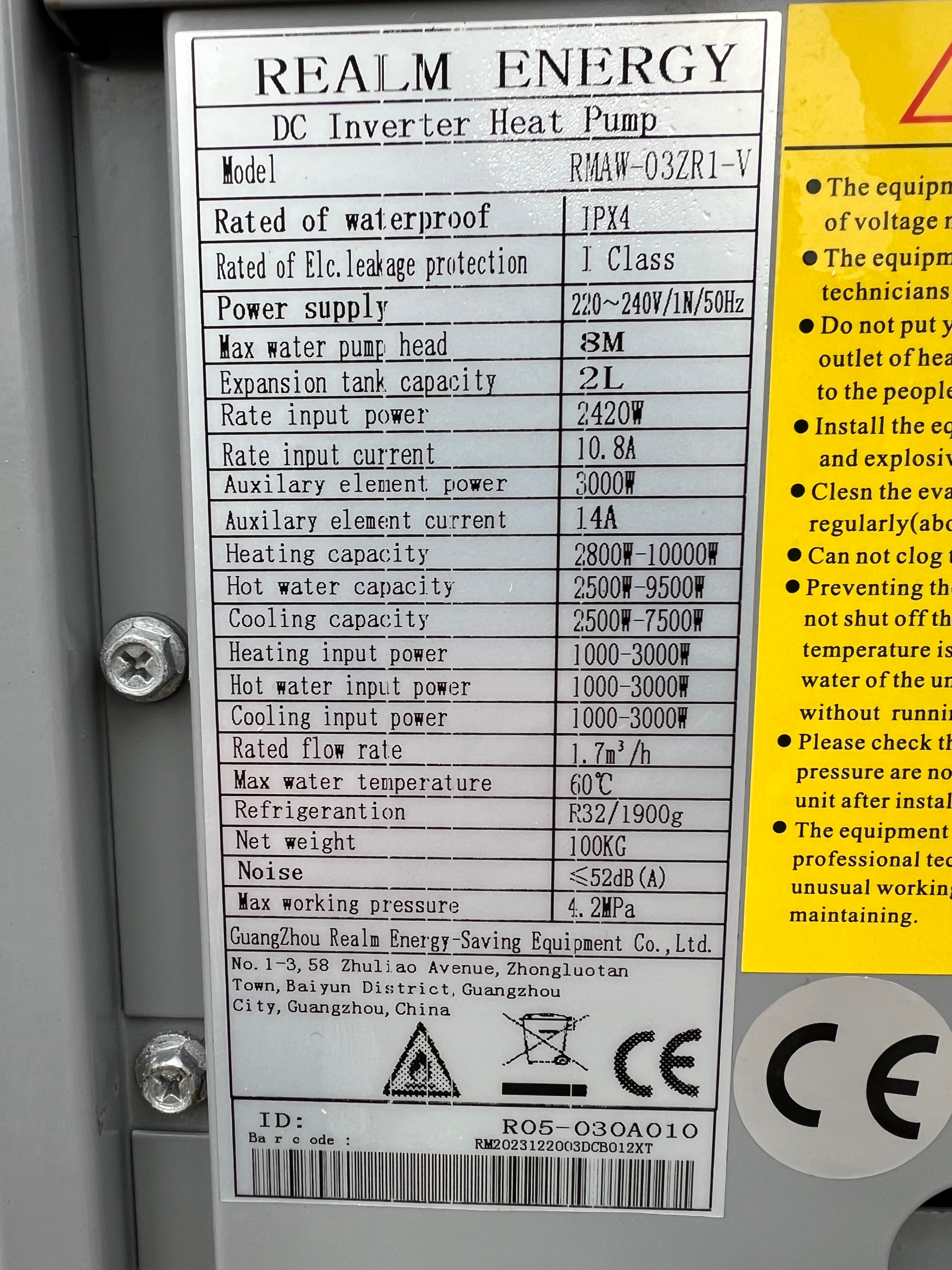Luft/vatten-värmepump – RMRB RMAW-03ZR1-V, monoblock med WiFi och ...