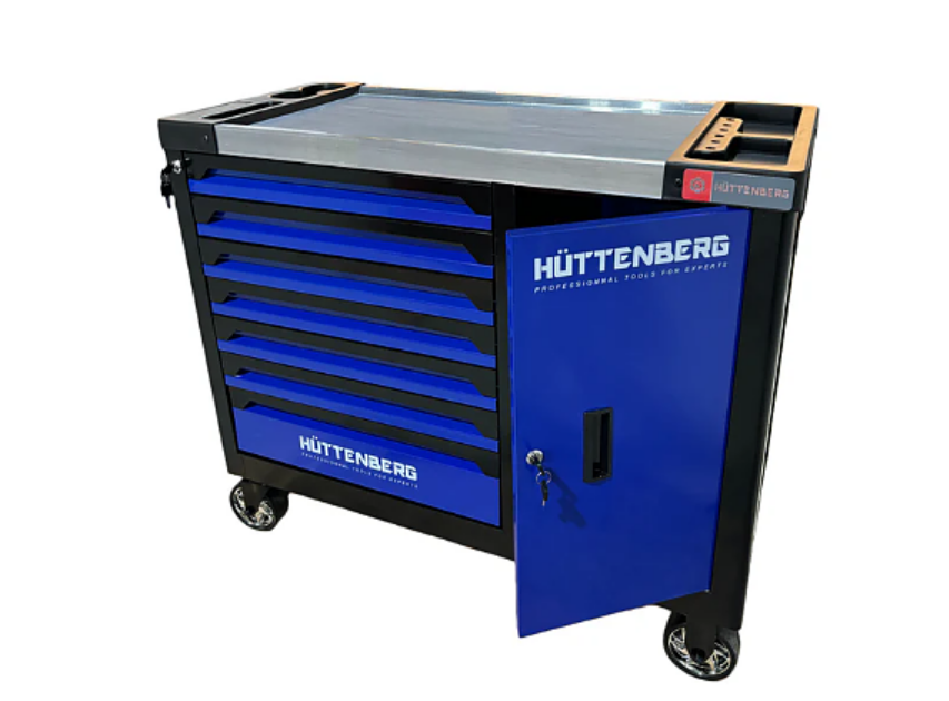 Workshop trolley with 7 drawers - complete tool set Huttenberg XXL