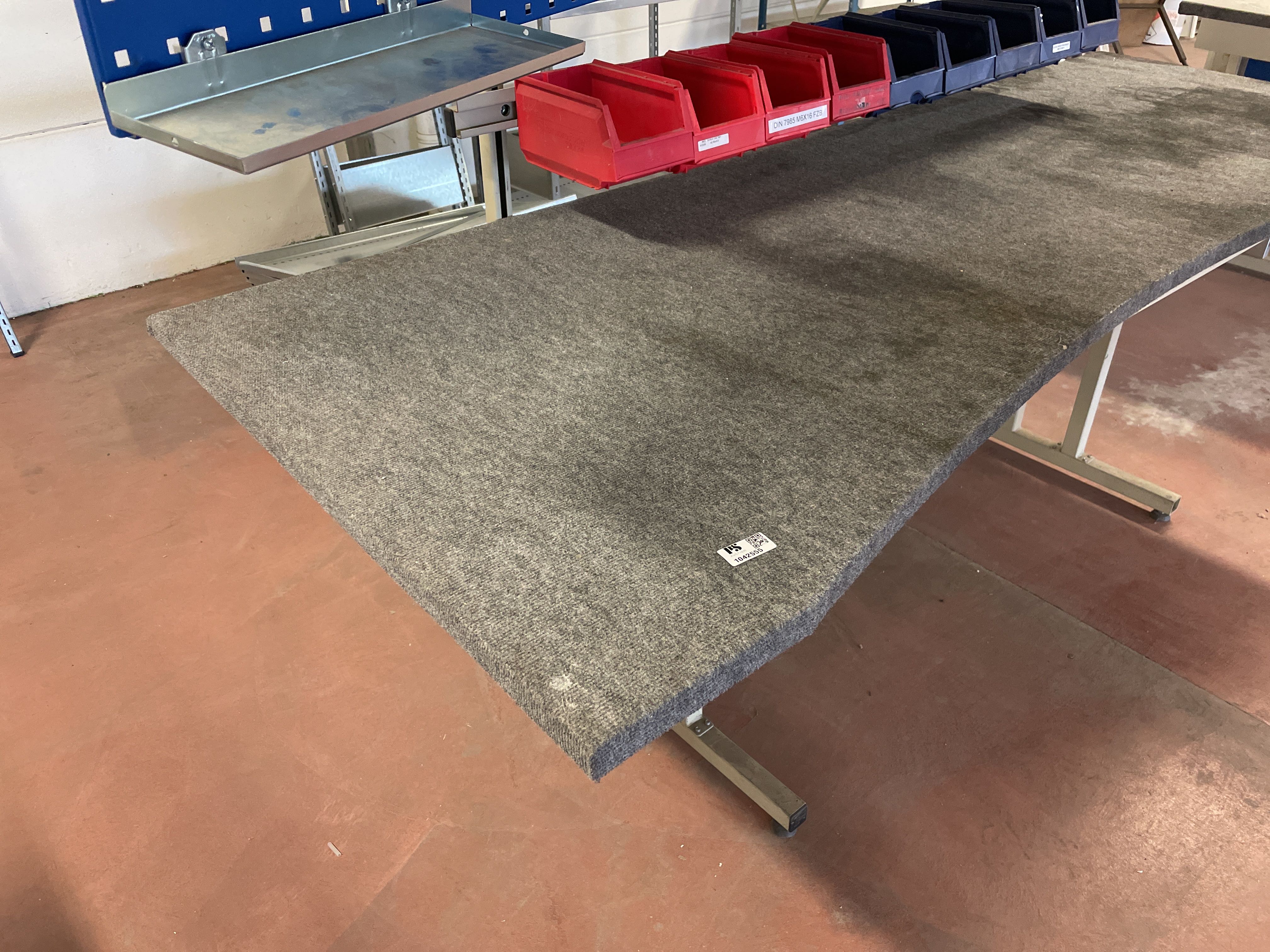 Felt-covered desk with assortment boxes on racks - PS Auction - We ...