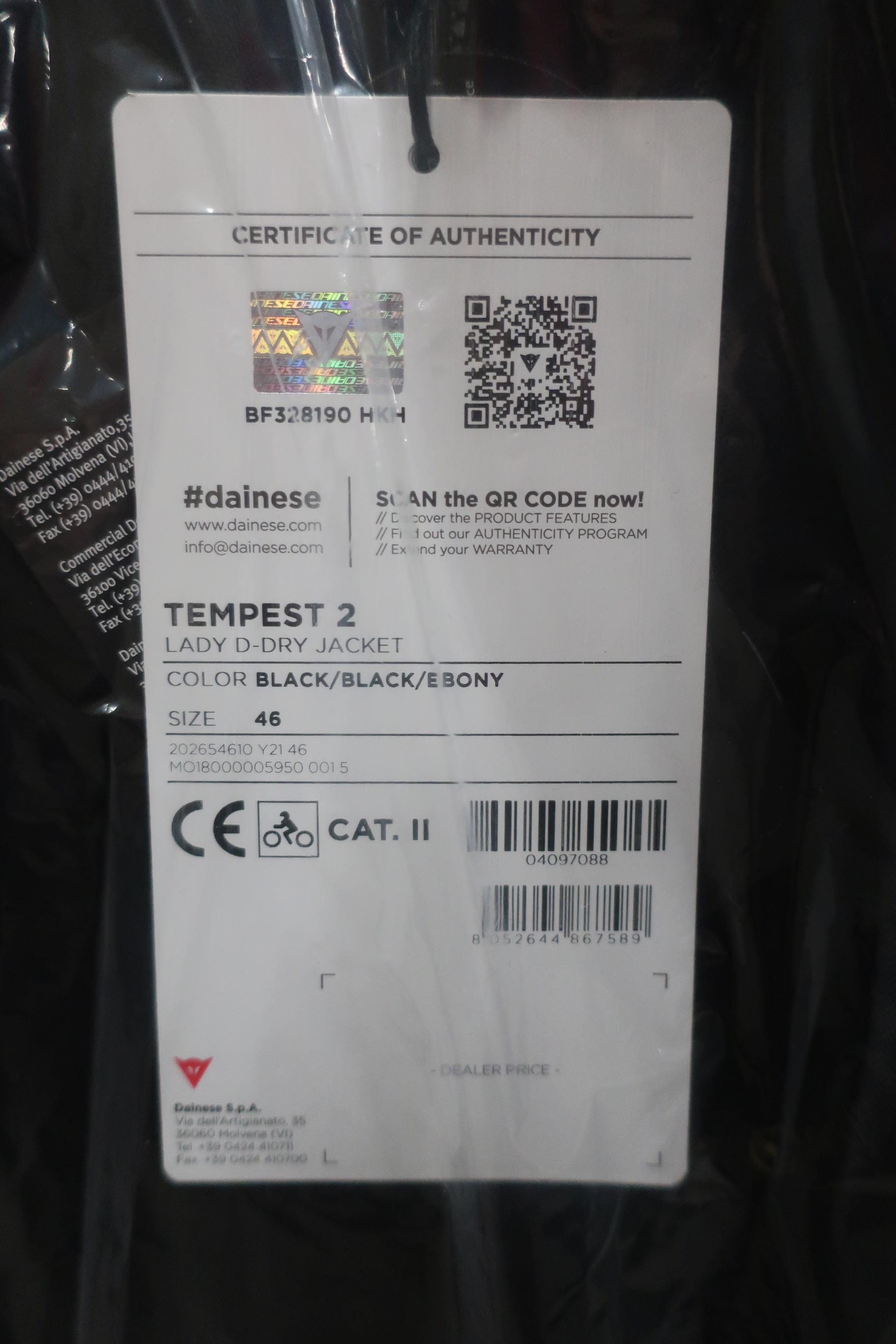 MC jacka Dainese Tempest 2 d dry jacket s.46 (dam MC jacka Dainese Tempest 2 d dry jacket s.46 (dam