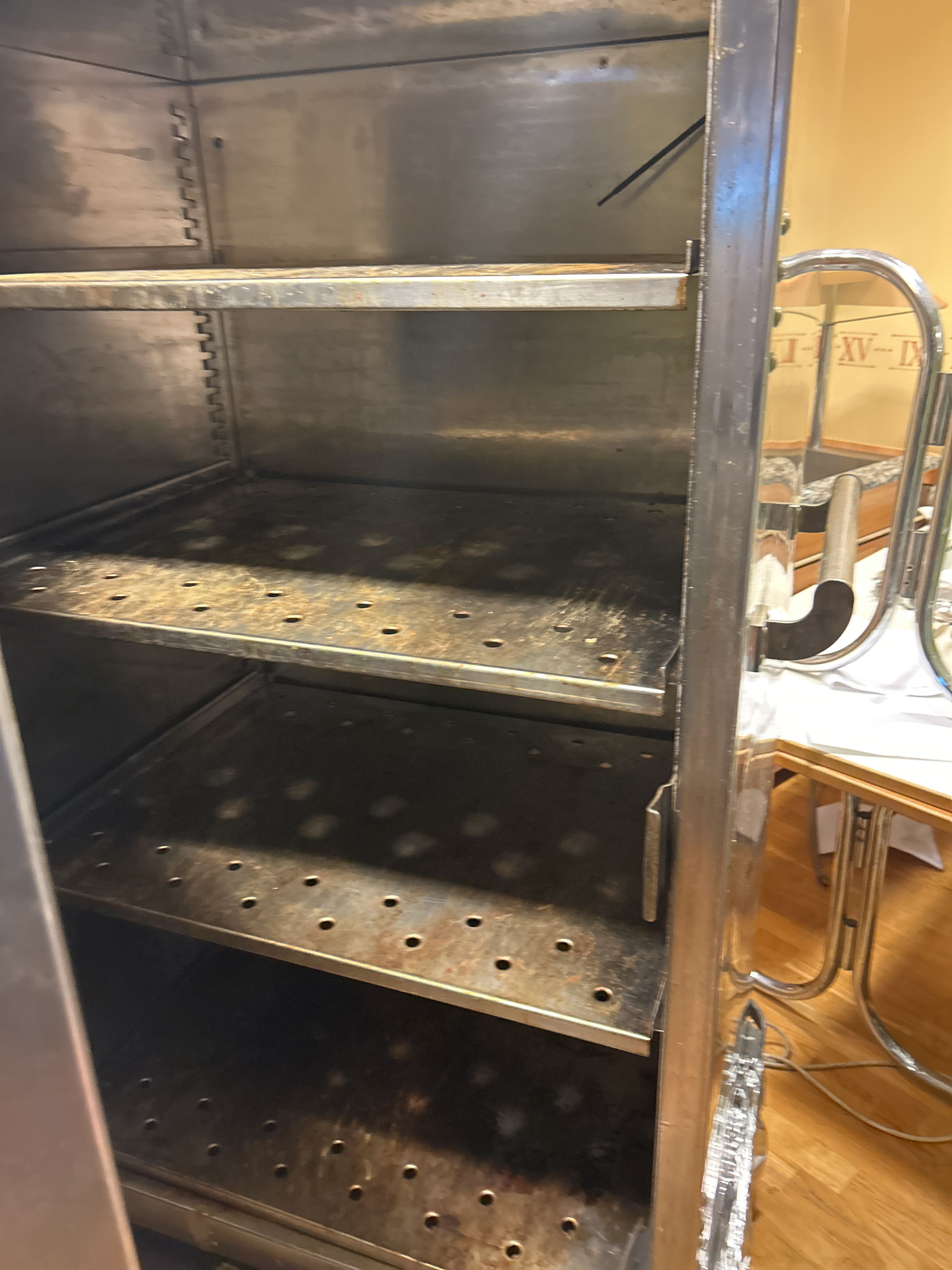Warming cabinet, plate warmer, dish racks with china and glass trolley ...