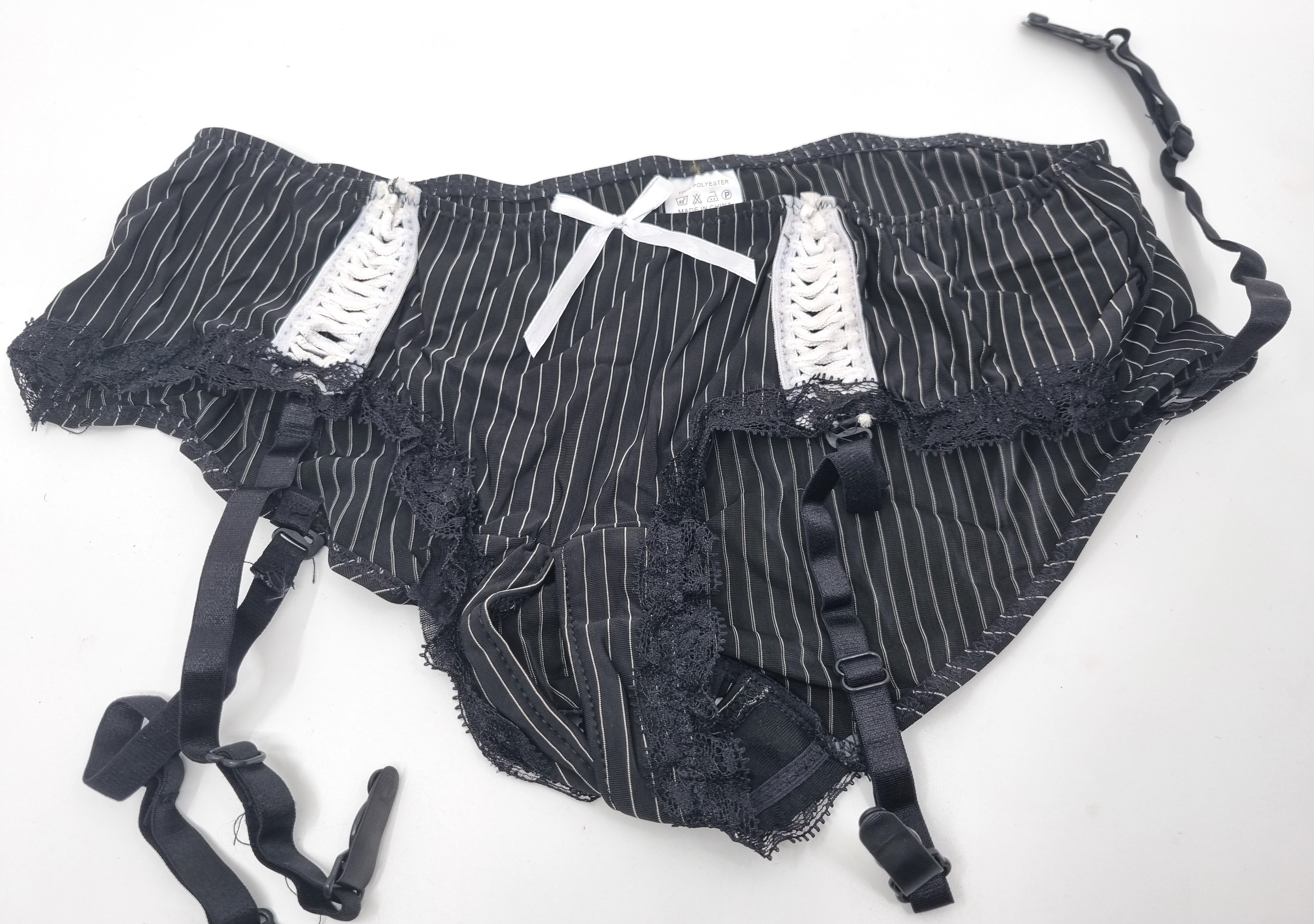 pinstripe garter belt Striped Garter Belt main image 1
