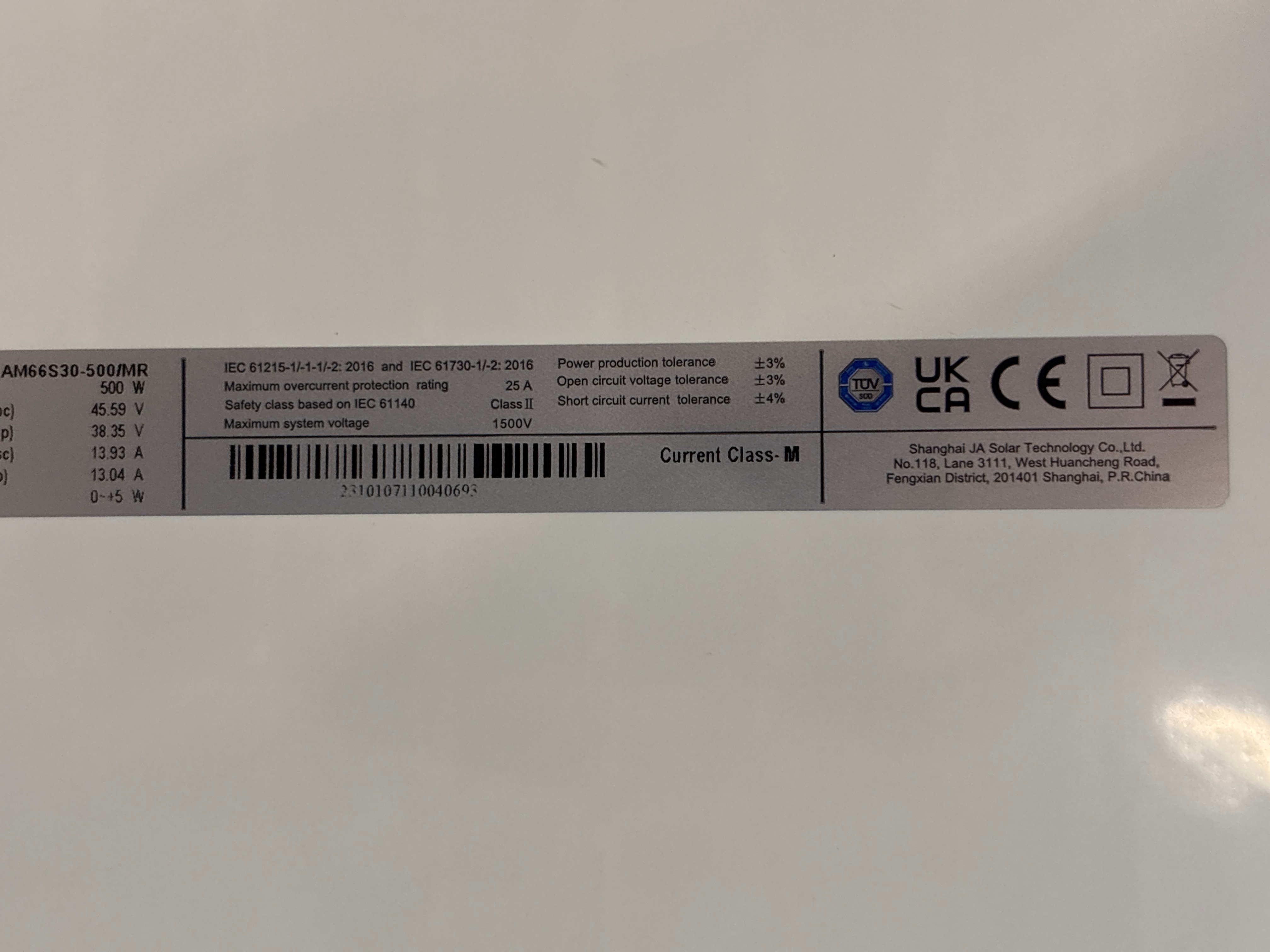 Solar panels 6pcs 500W - JA Solar JAM66S30-500/MR - PS Auction