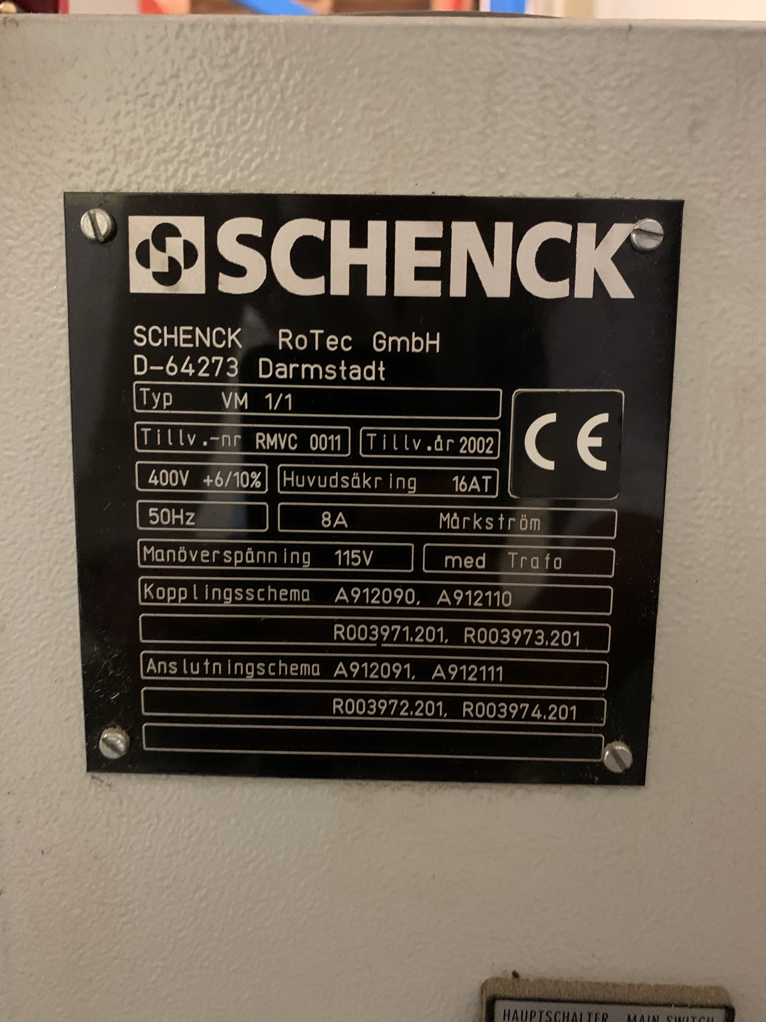 Schenck Balancing Machine VM 1/1 -02 - PS Auction - We value