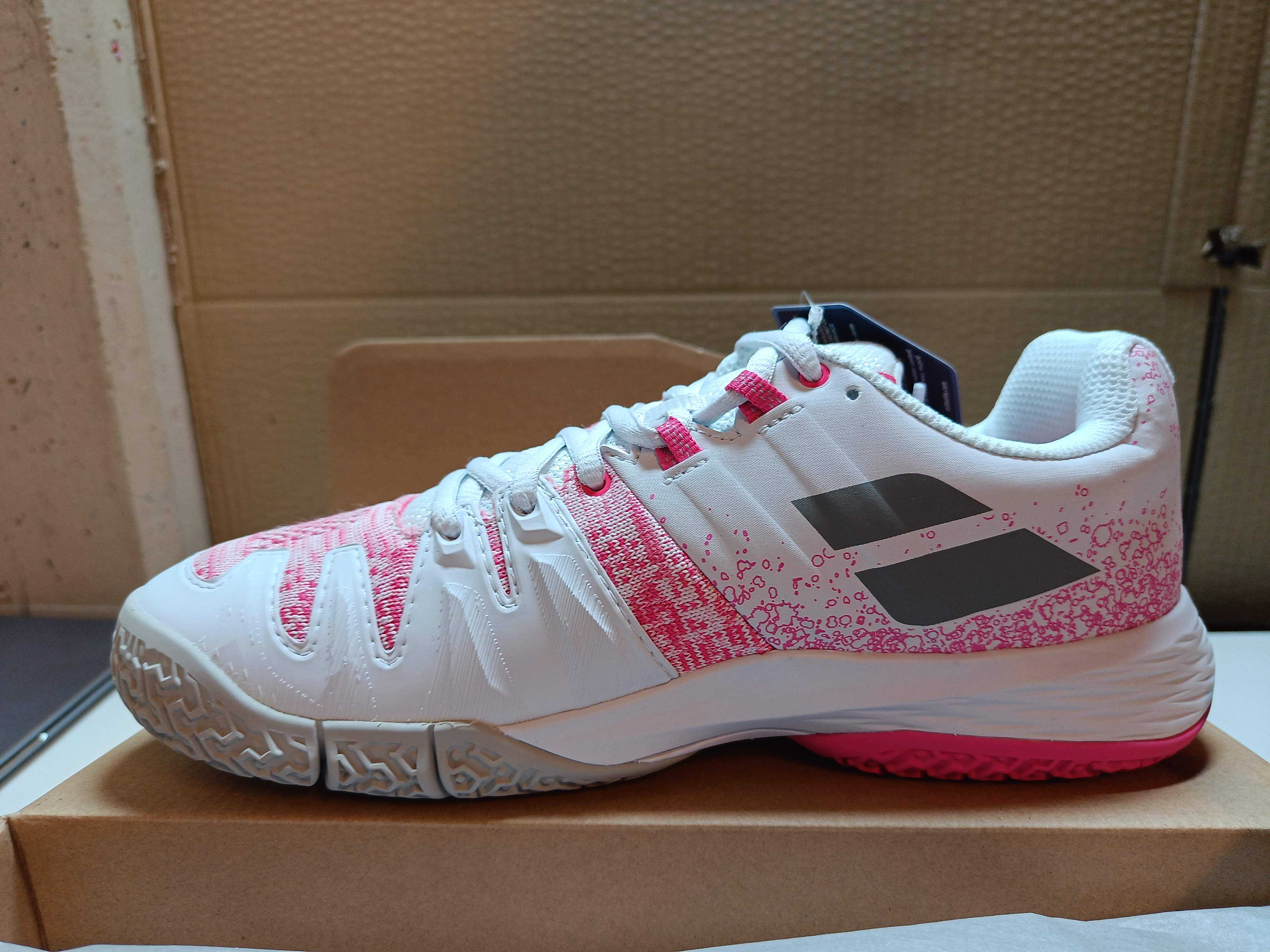 Chaussures De Padel Babolat Sensa Pour Femme - Pointure EU 38 1/2, Couleur Blue/Sulphur Spring
