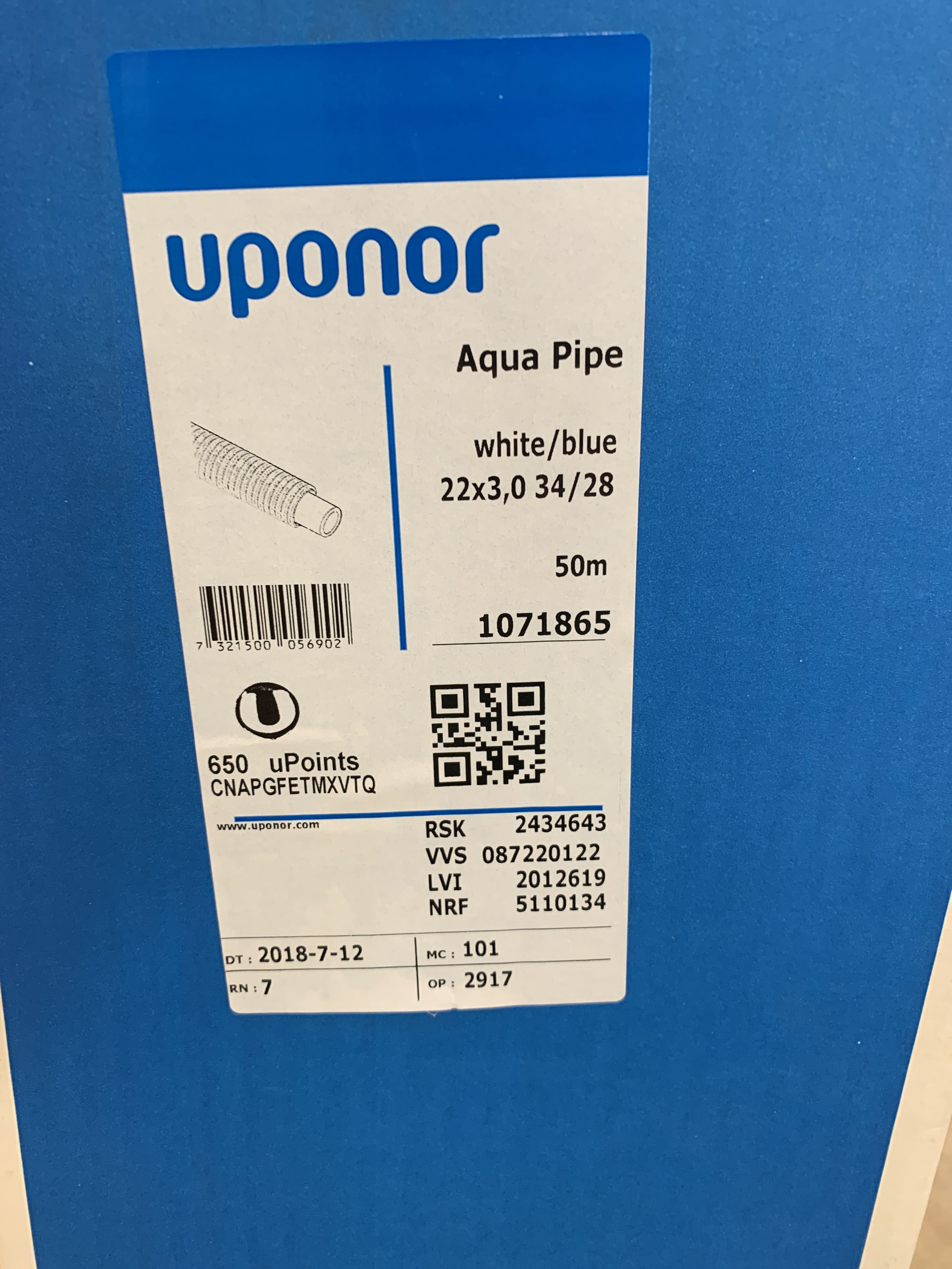 Tap water pipe pipeinpipe Uponor 22x3.0 34/28 50m PS Auction We
