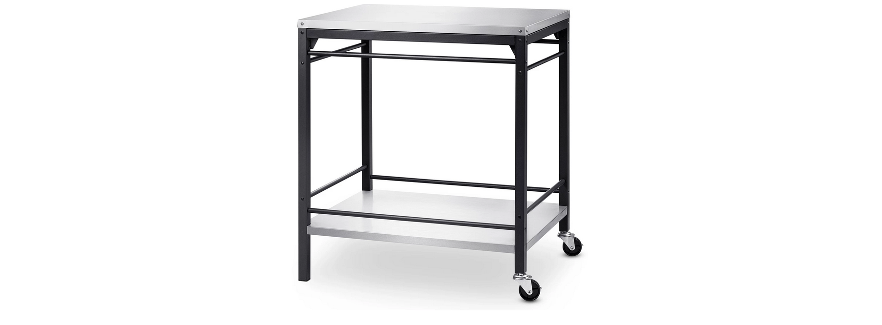 Side table in stainless steel with shelf & wheels Austin and Barbeque