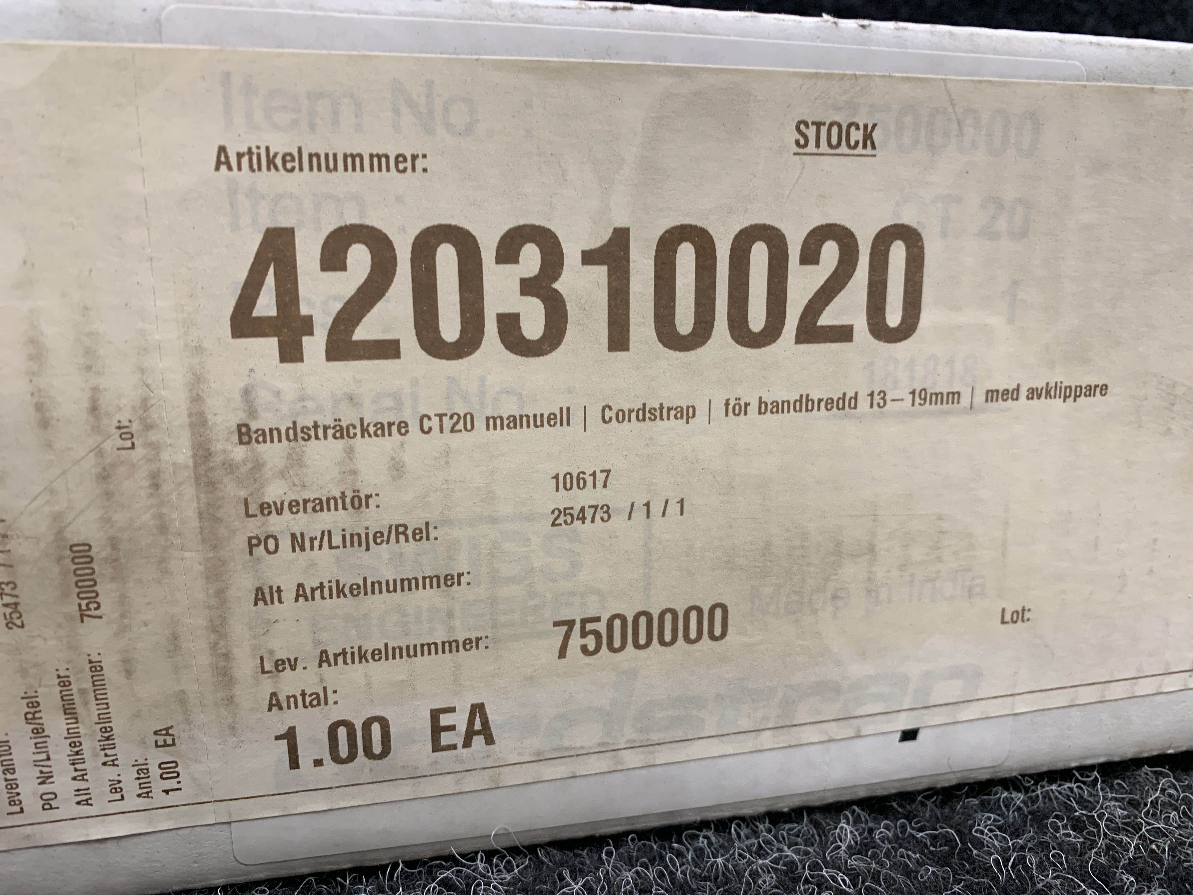 Strap tensioner CT20 manual Cordstrap with cutter - PS Auction - We ...