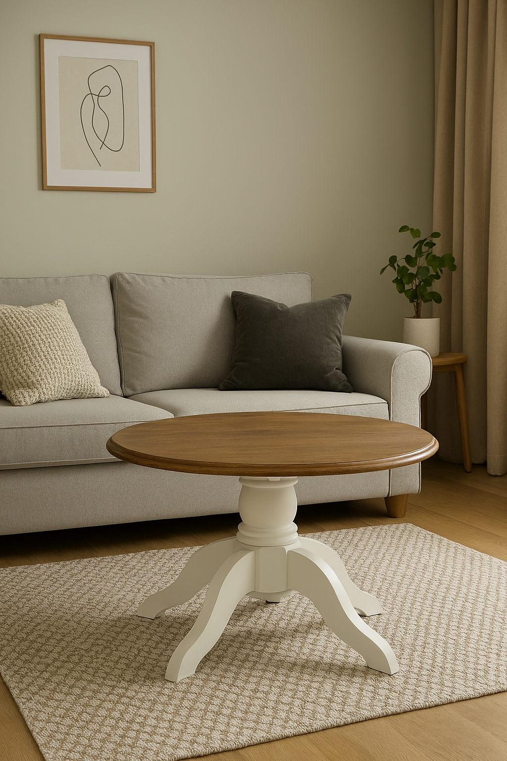 Victoria runt vintage soffbord Ø85 cm - Vit/Brunbets - Auktioner online ...