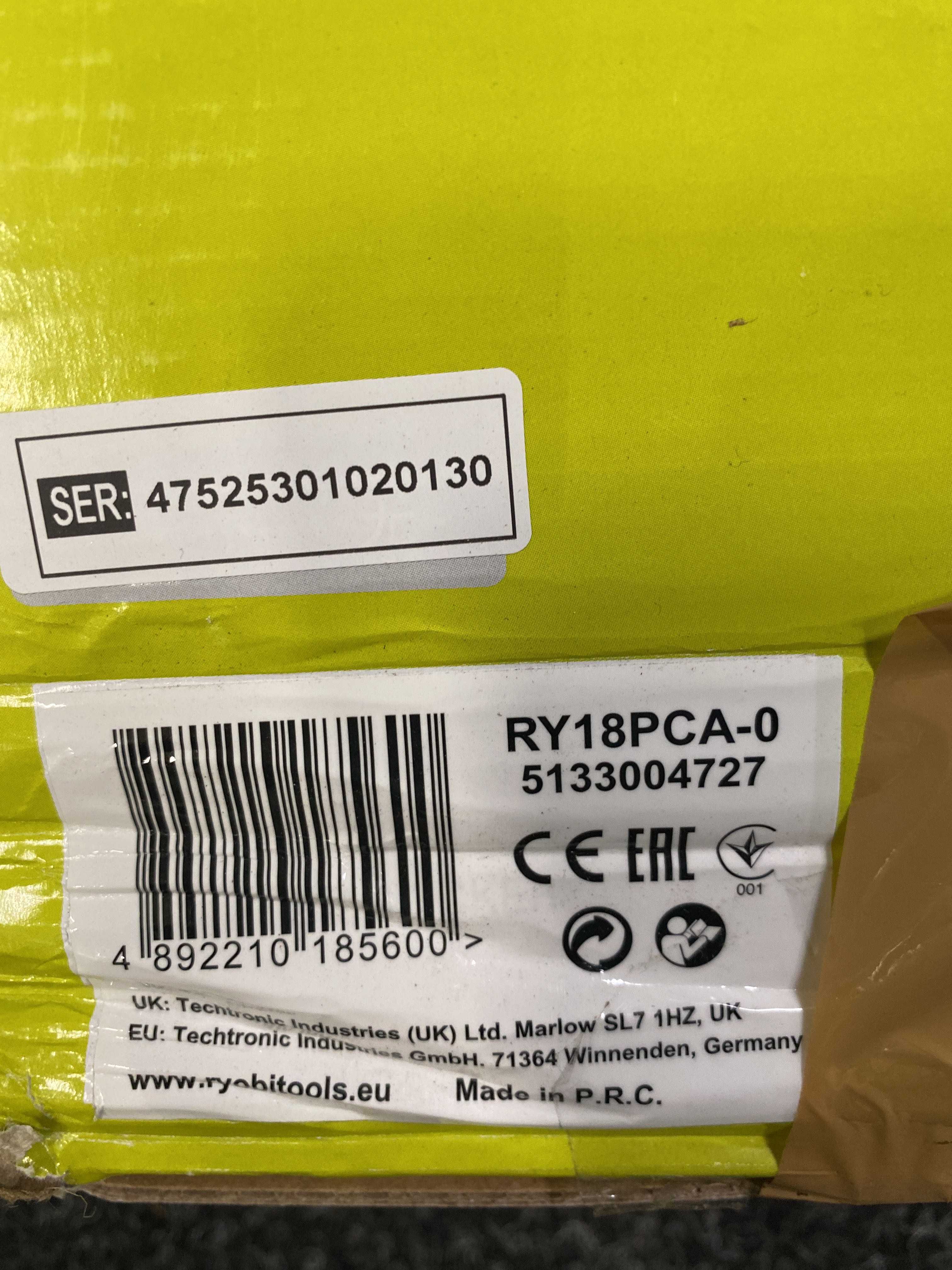 Nettoyeur Haute Pression Ryobi RY18PCA-0 – 18V – Corps Seul (sans Batterie) – Neuf