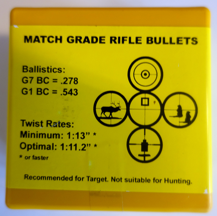 30CAL, .308'', 185gr HPBT VLDTarget, Berger, 100 pieces in box PS