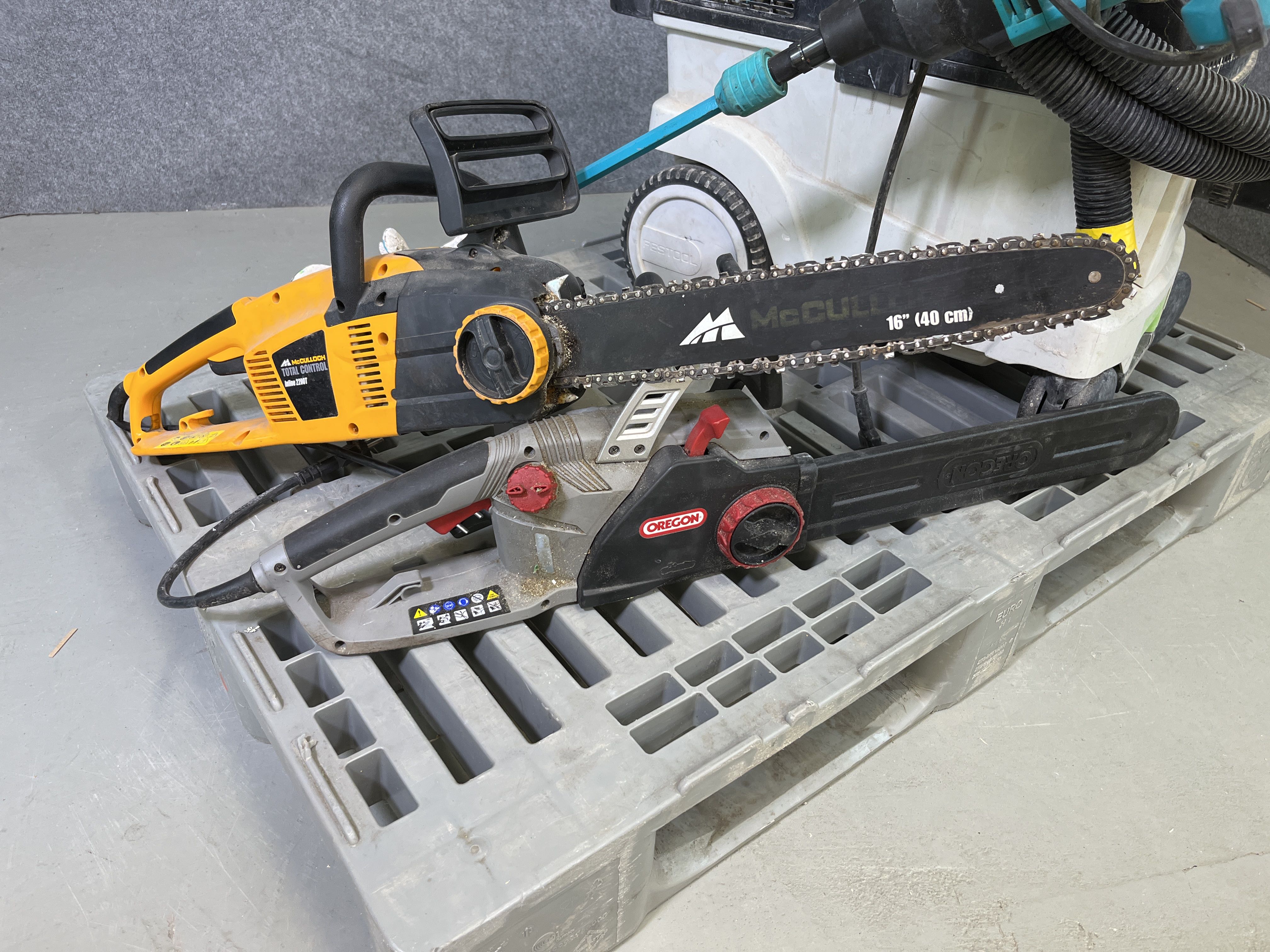 Agitators, chainsaws x2 and vacuums, Collomix/ Oregon/ Festool PS