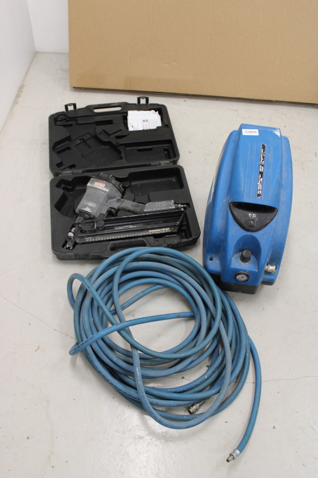 Nail gun, compressor and hose PS Auction We value the future