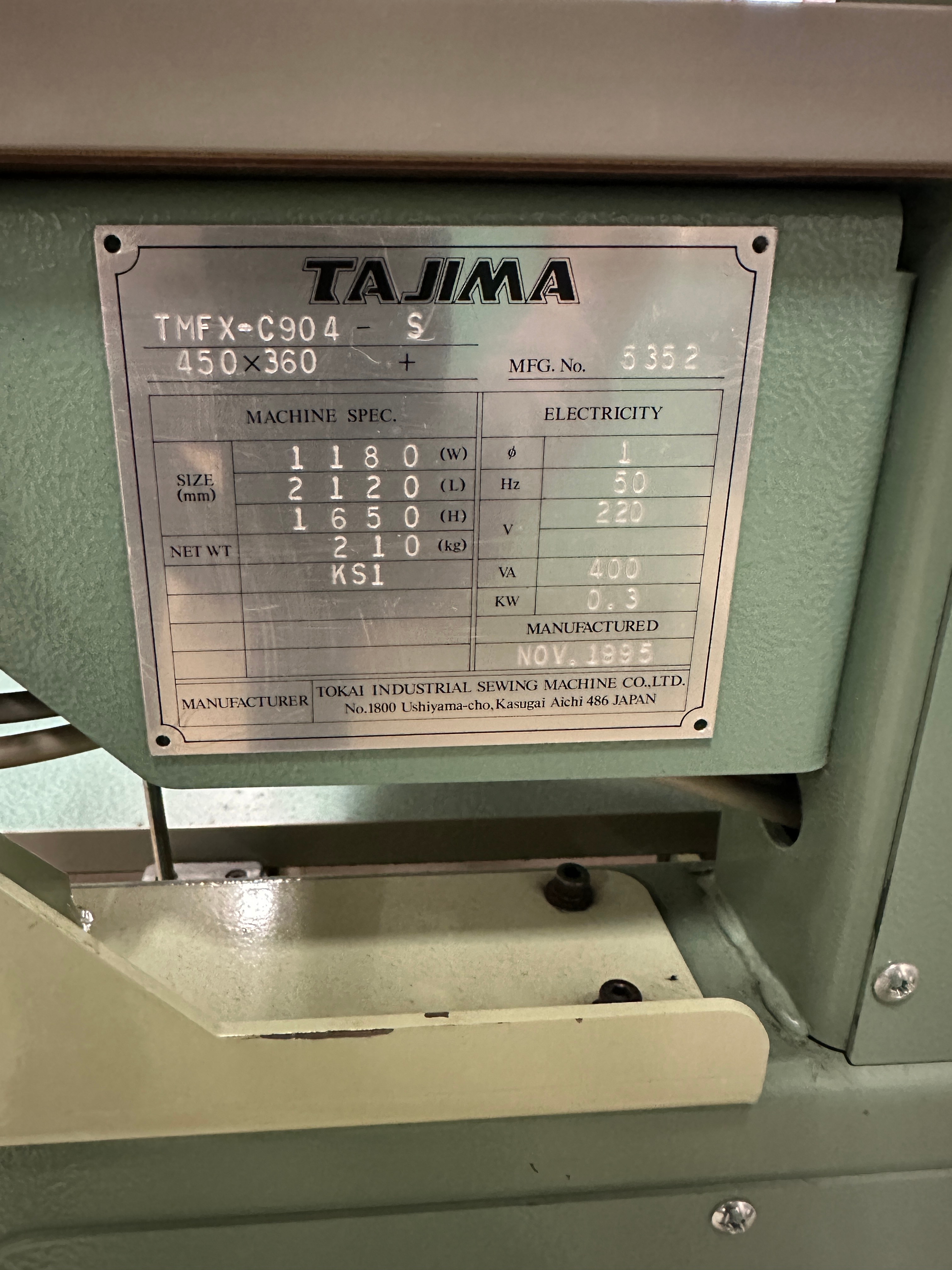 Embroidery machine Tajima TMFX-C904-S -1995 - PS Auction