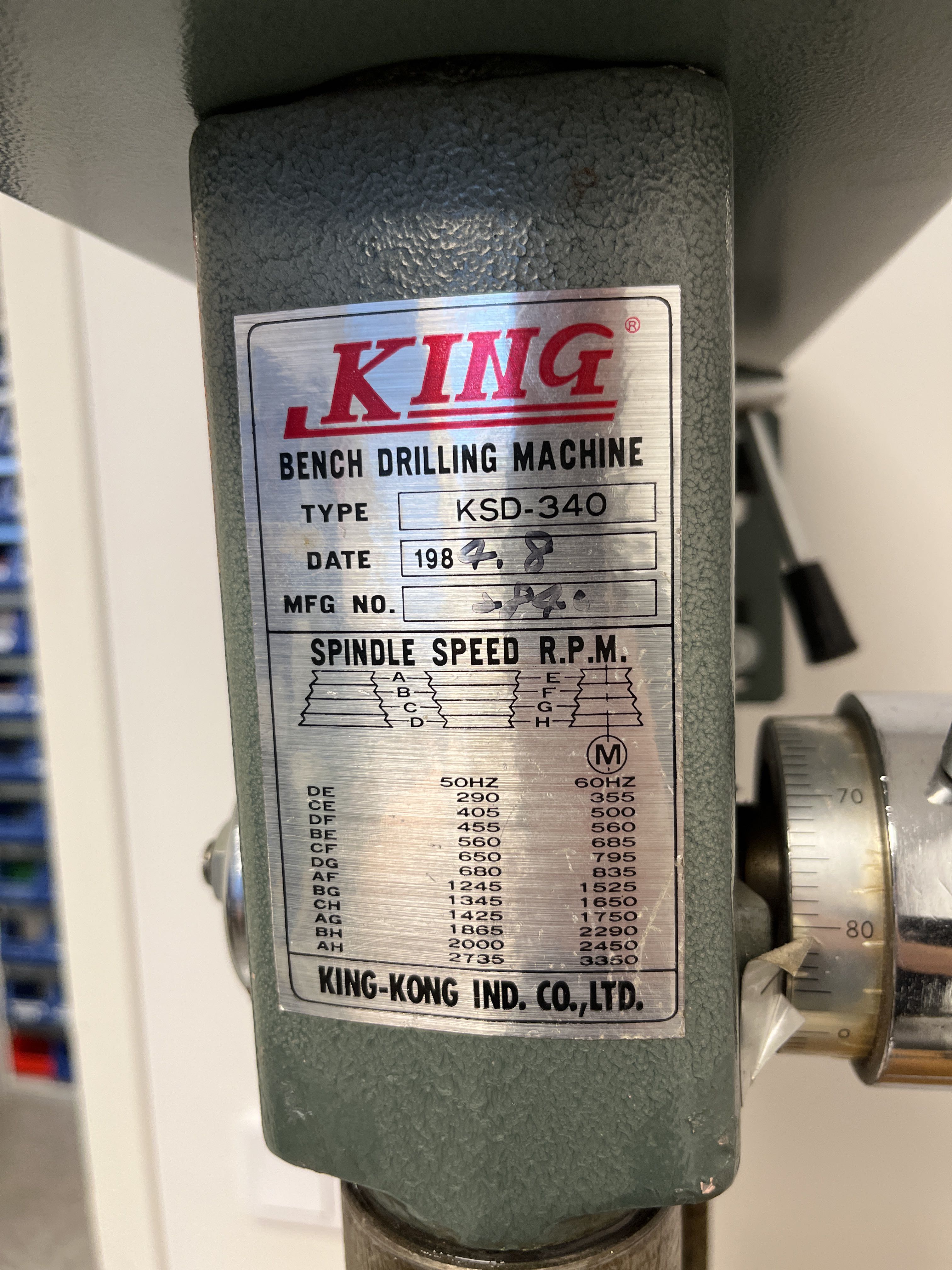 ボール盤King-Kong  KSD-340 KING KONG KSD340 DRILL PRESS - Able Auctions
