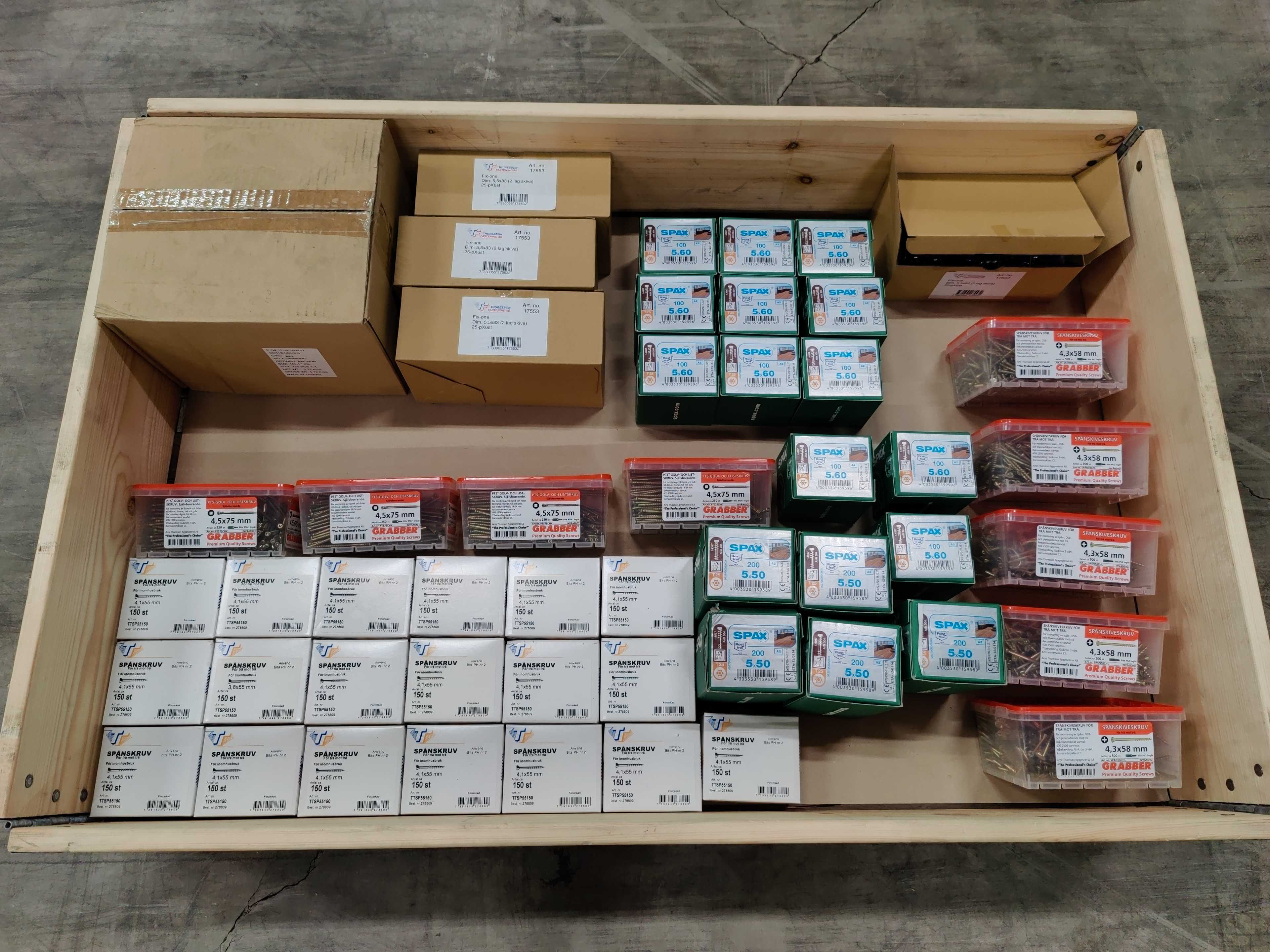 Screw assortment Grabber, Arne Thuresson & Spax PS Auction We value