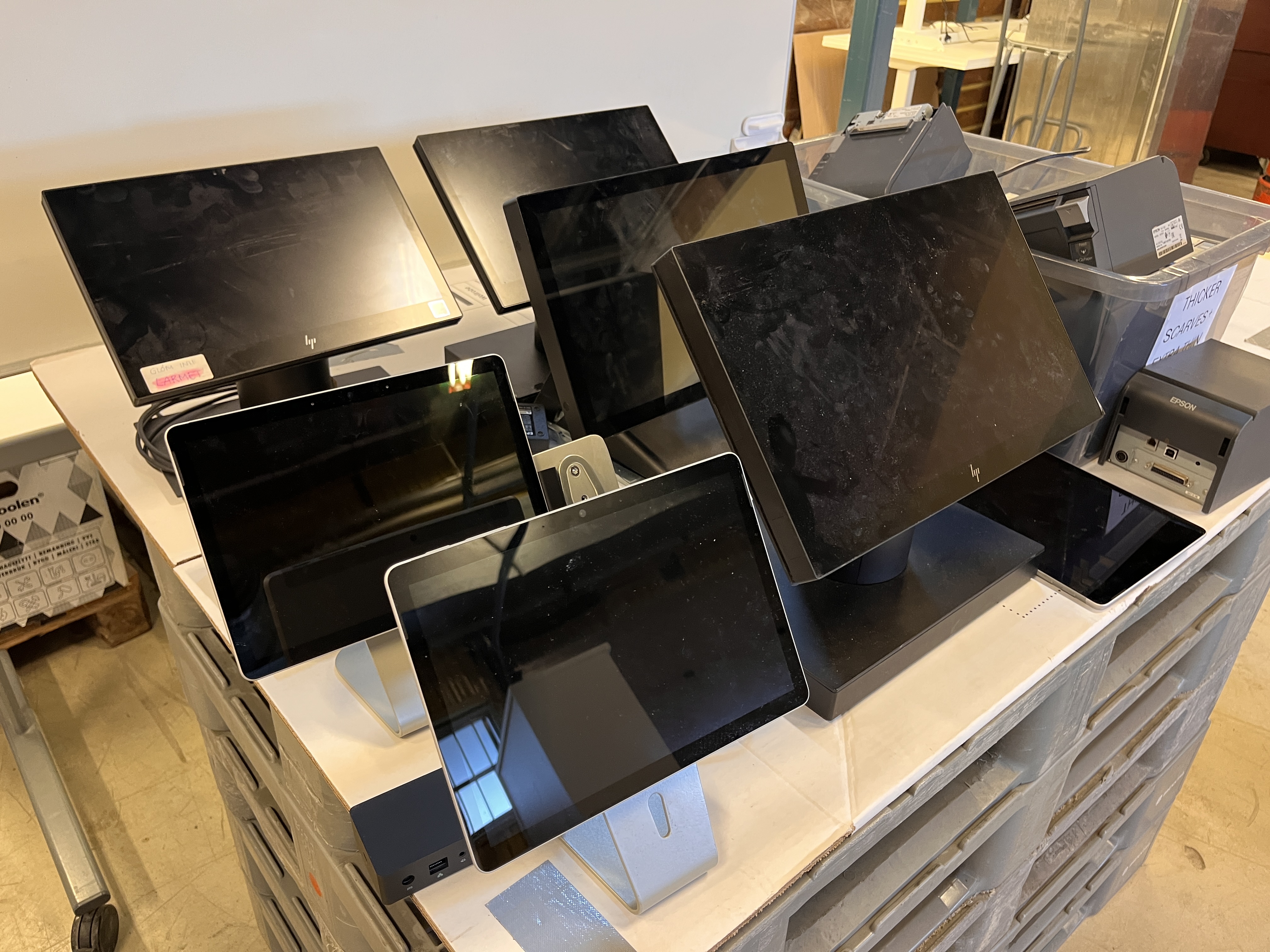 Cash register equipment, AIO computers, 3 toads, cash drawers, receipt ...