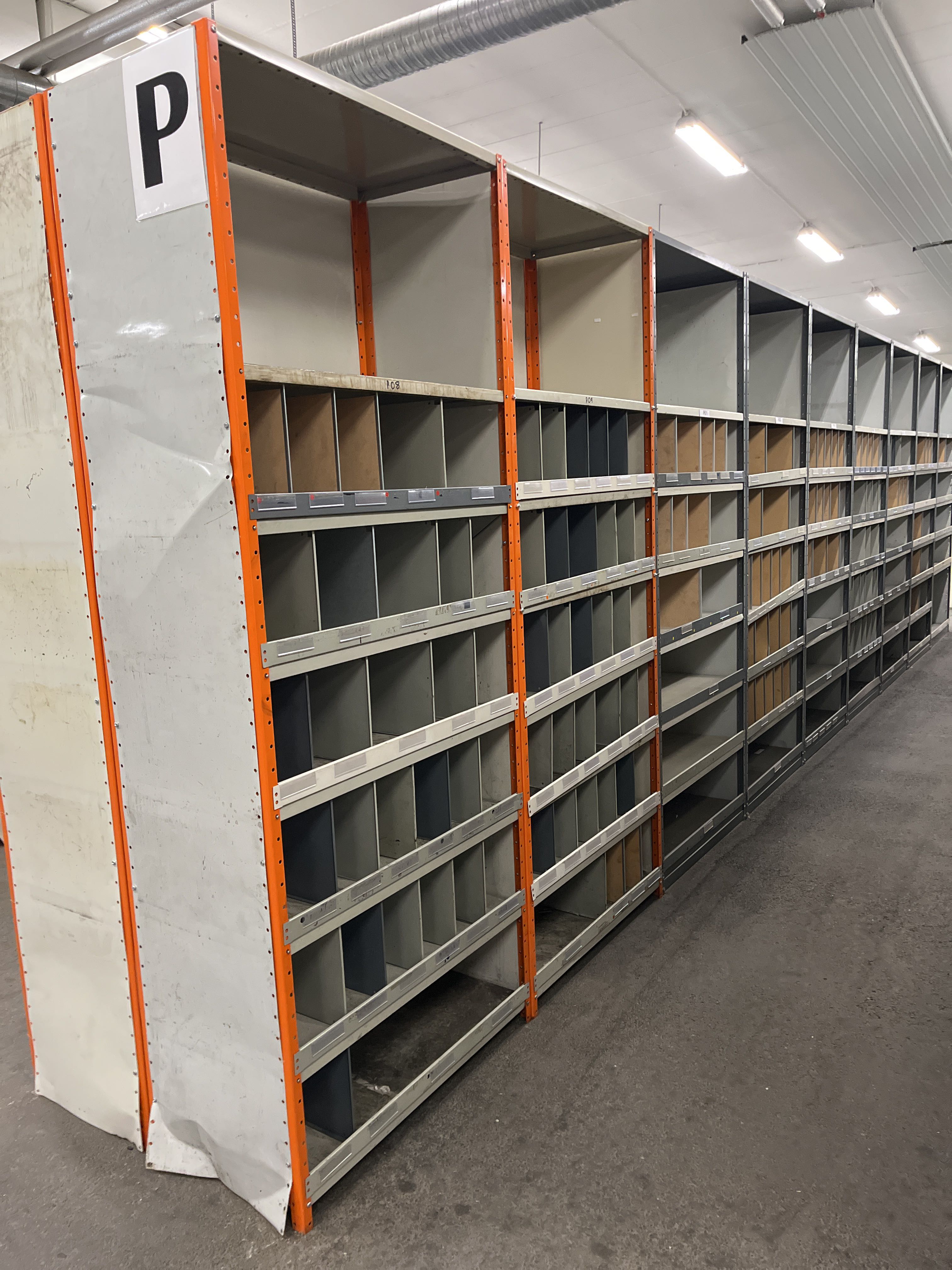 Assortment Rack Storage rack/Assortment rack with sheet metal shelves: 18 meters (PO ...