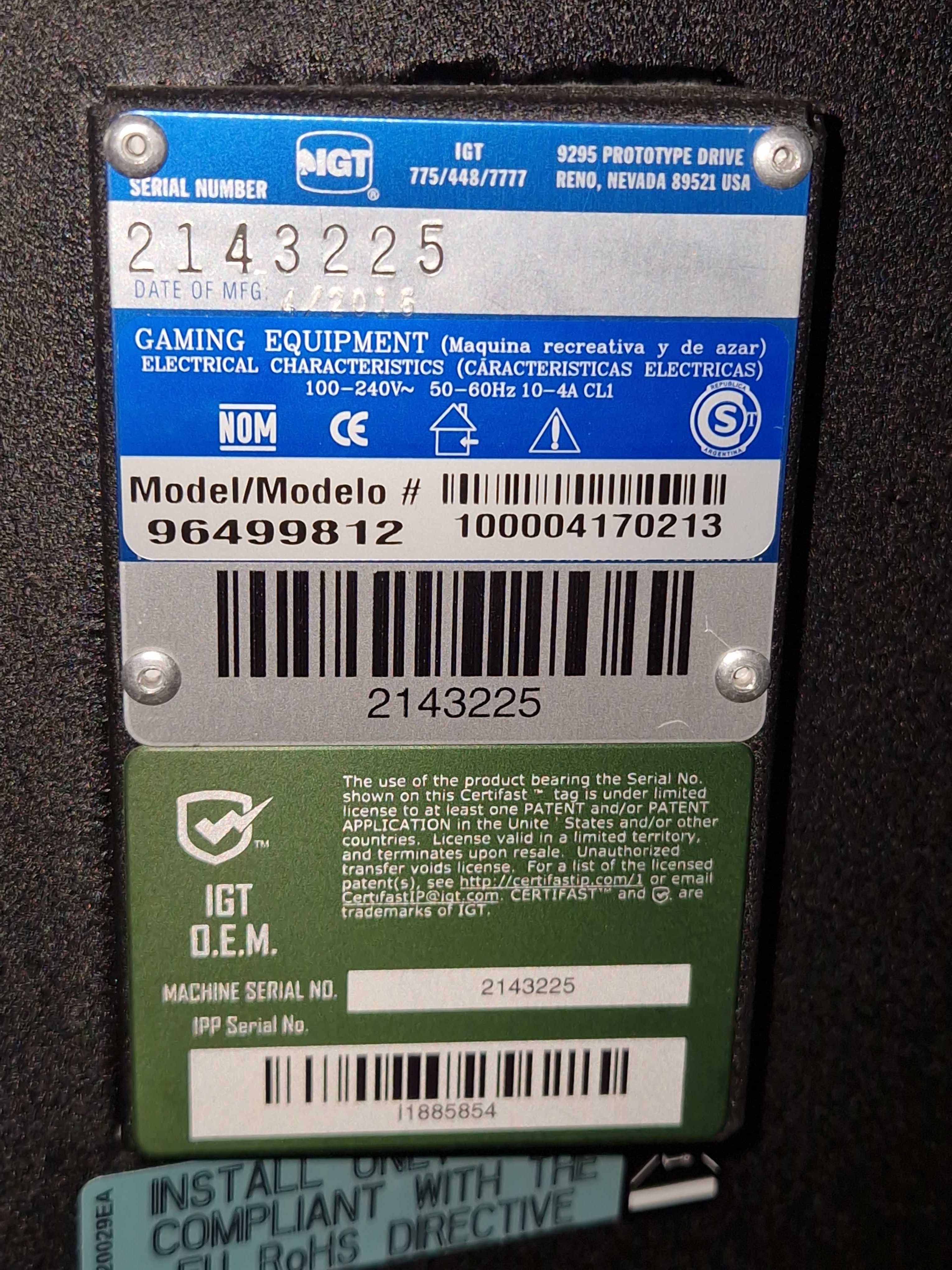 Slot machines 2 pcs - IGT 96499812 - PS Auction - We value the