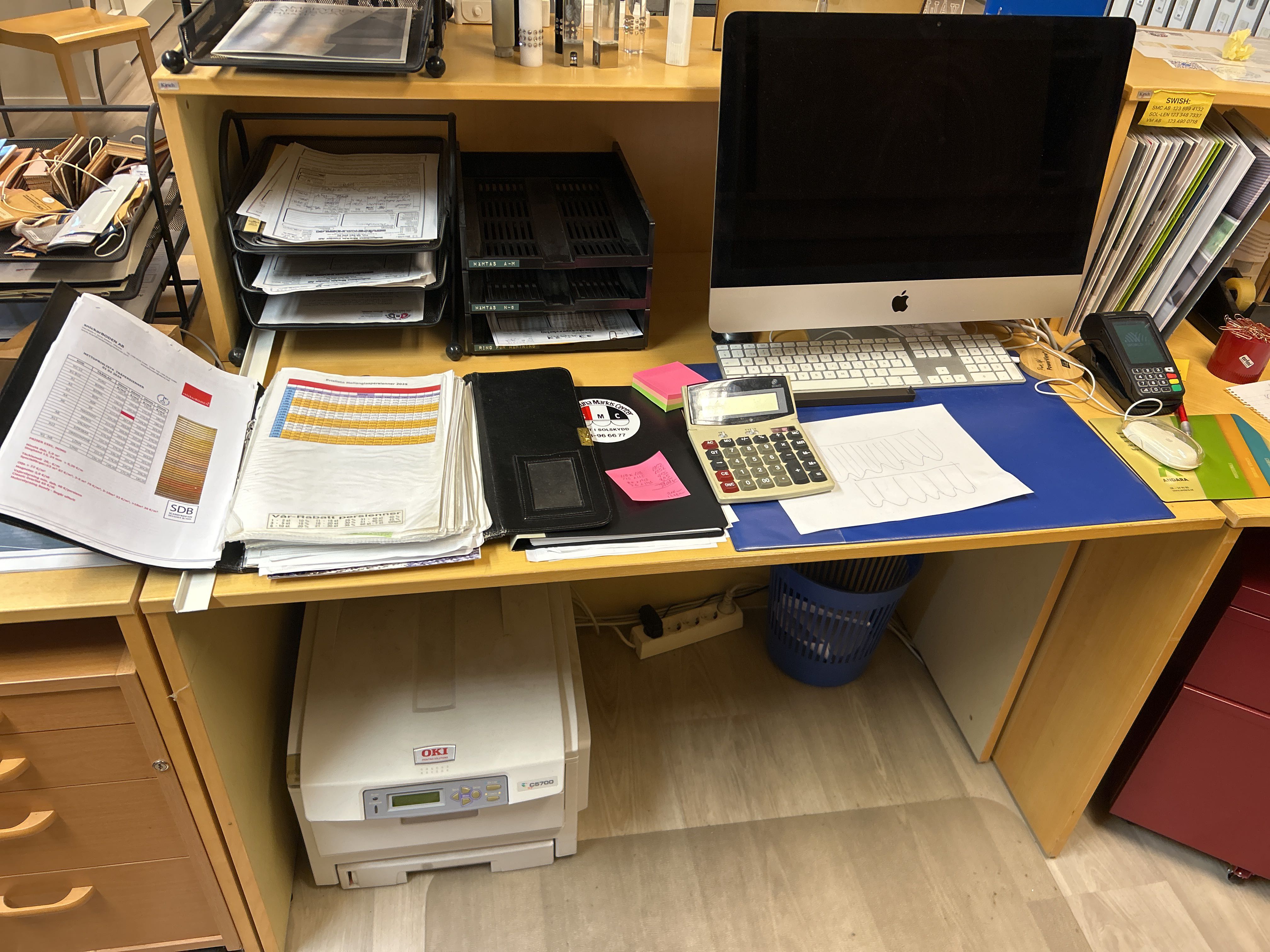 Reception with counter and associated furniture and printer - PS ...