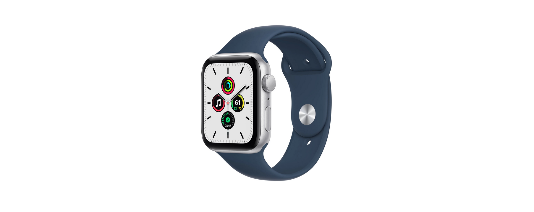 Apple Watch SE GPS, 44mm Silver Aluminum Case with Abyss Blue Sport