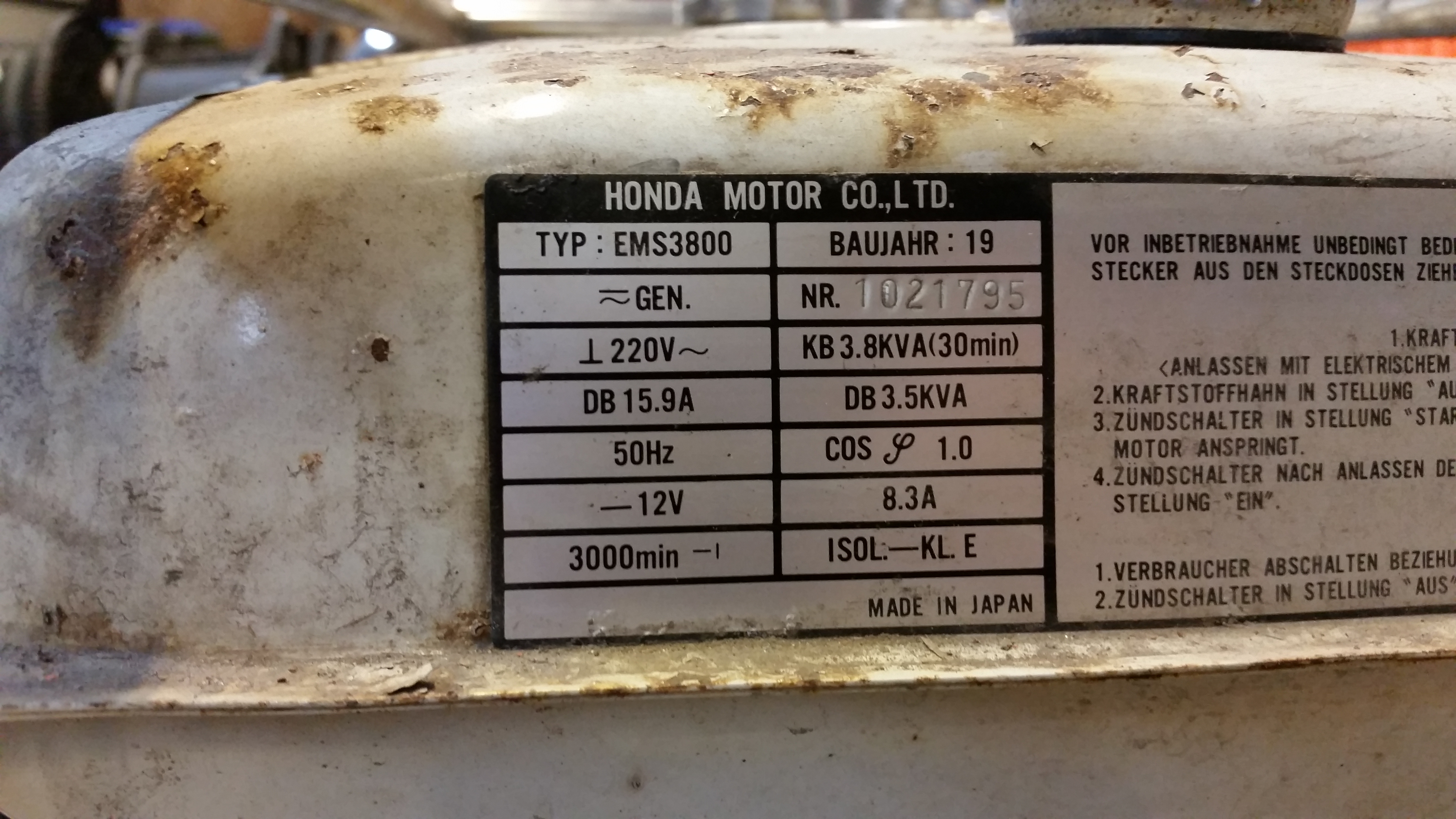 Elverk Honda EMS3800 - PS Auction - We value the future - Largest