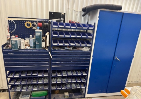 Sheet metal cabinets & shelving systems with drawers including contents