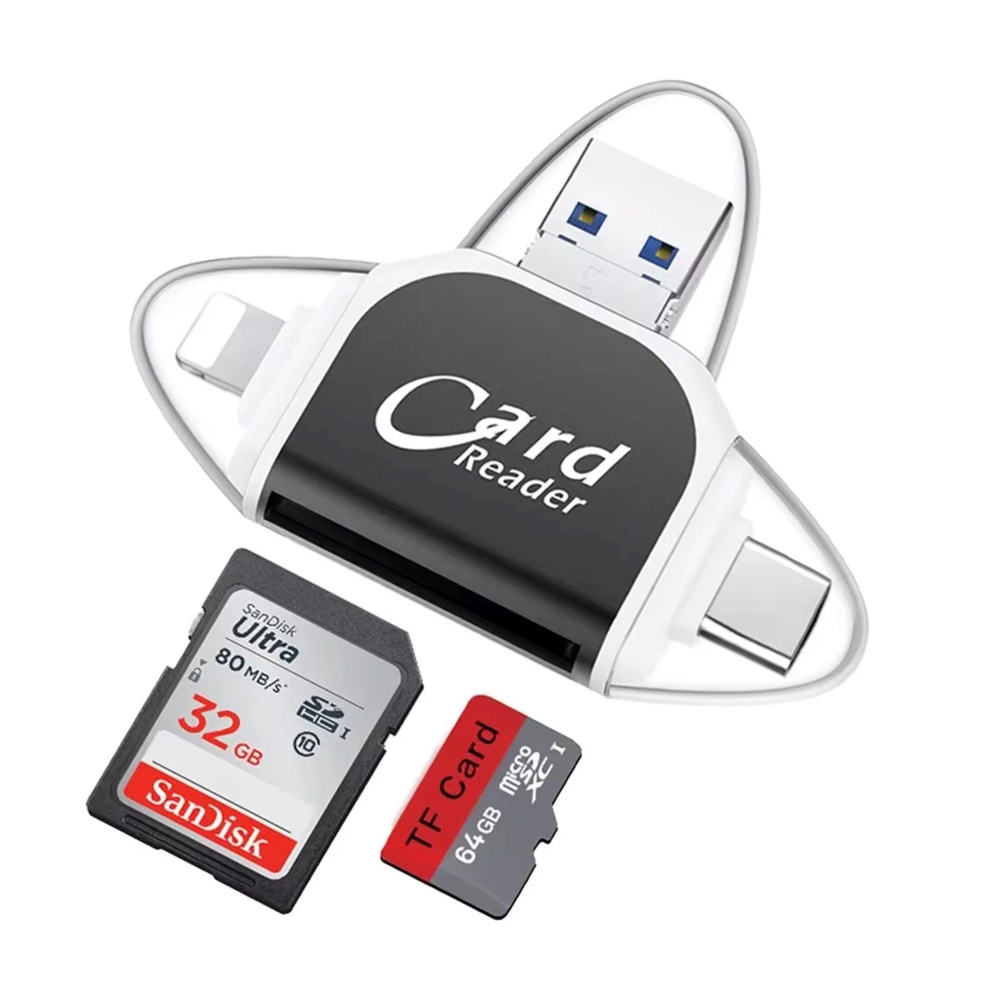 1519080-1 Card reader 20 pcs - USB-C, SD/TF, 4-in-1 multiport