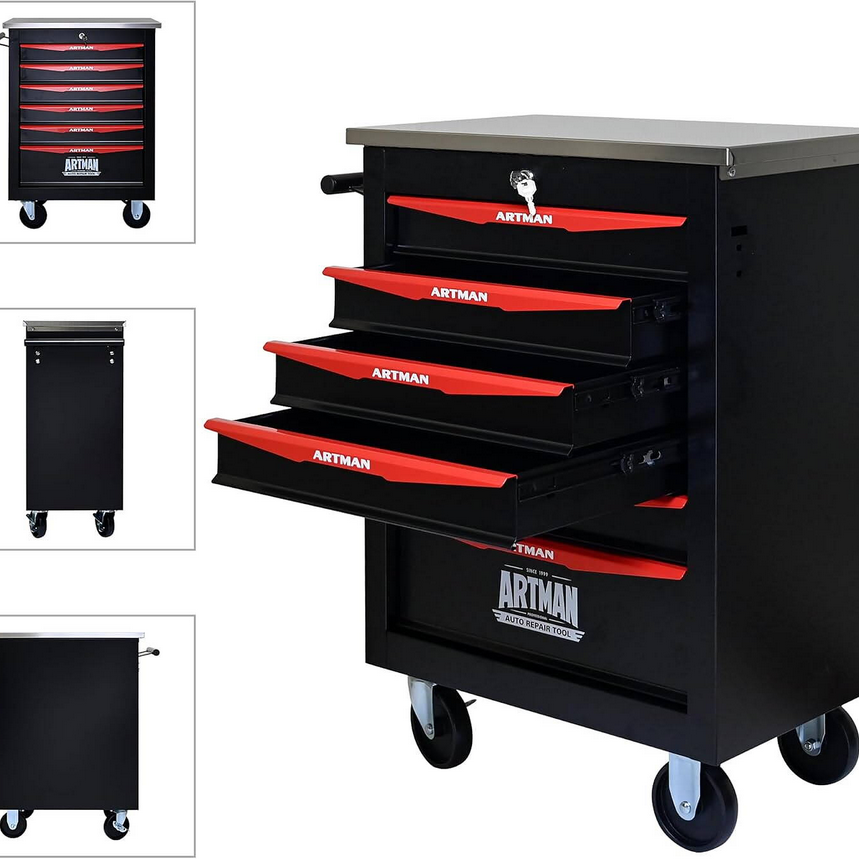 1519724-1 Tool trolley with wheels - 5 drawers and a cabinet Artmann