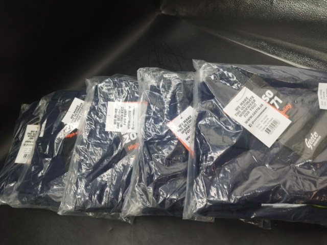1518634-2 Arbetsbyxor, 5 st - Gesto Workwear, stl C54/154, marinblå, reflexdetaljer