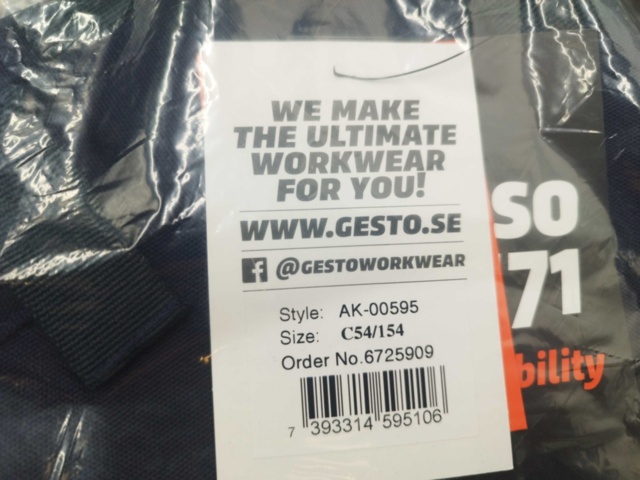 1518634-3 Arbetsbyxor, 5 st - Gesto Workwear, stl C54/154, marinblå, reflexdetaljer