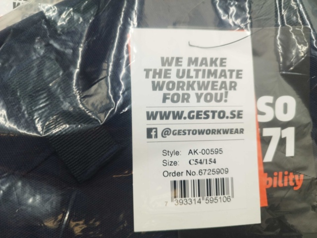 1518635-3 Arbetsbyxor, 5 st - Gesto Workwear, stl C54/154, marinblå, reflexdetaljer